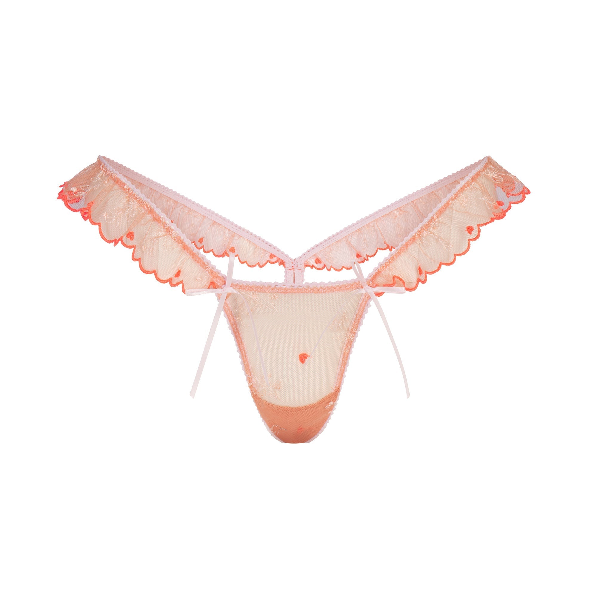 SKIMS EMBROIDERED TULLE BUTTERFLY THONG | GUAVA HEART TULLE - Mind Türkiye