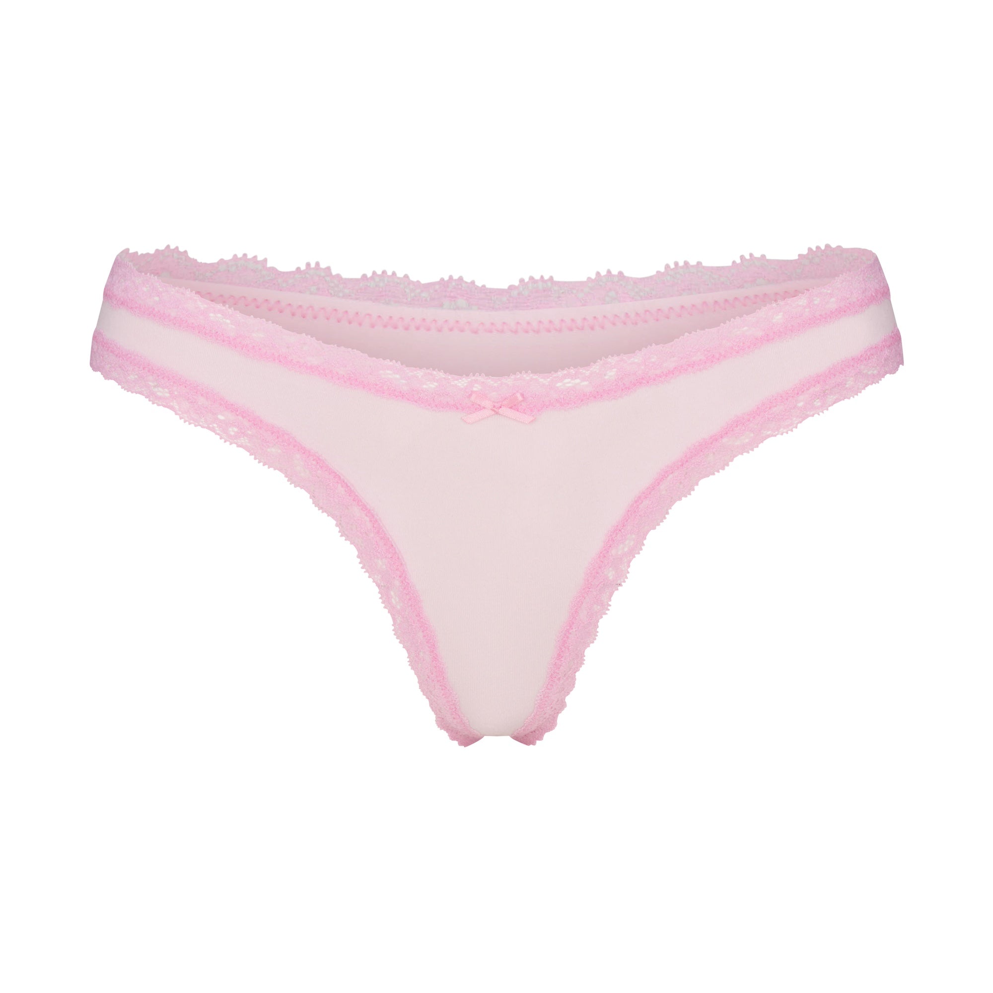 SKIMS LIGHTWEIGHT COTTON LACE THONG | CHERRY BLOSSOM - Mind Türkiye