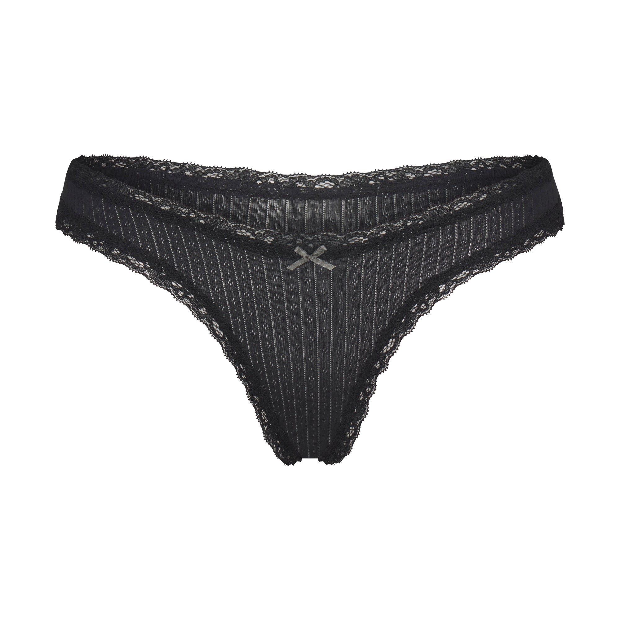 SKIMS LIGHTWEIGHT COTTON POINTELLE LACE THONG | SOOT TONAL - Mind Türkiye