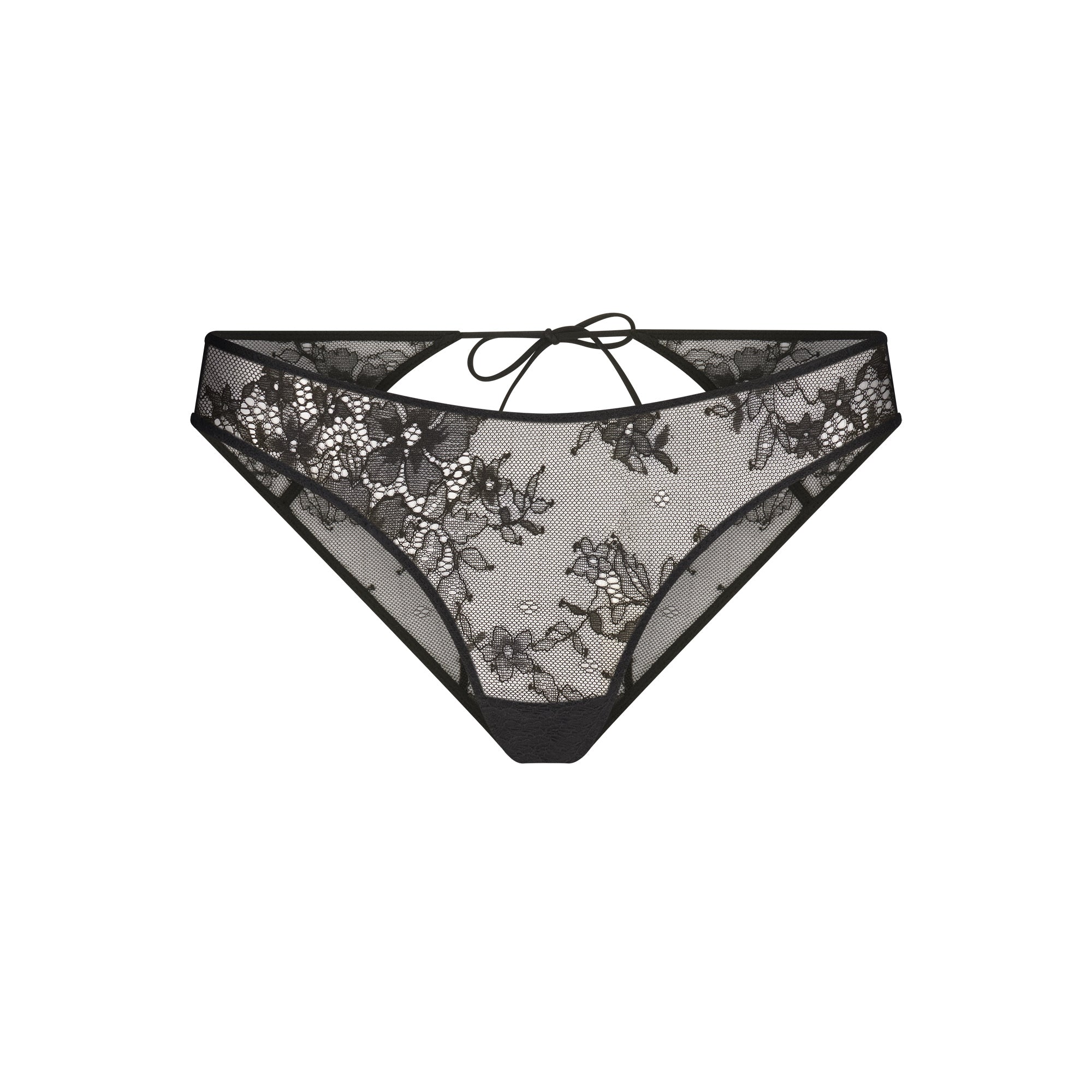 SKIMS ULTRA FINE LACE PEEK-A-BOO BIKINI | ONYX - Mind Türkiye