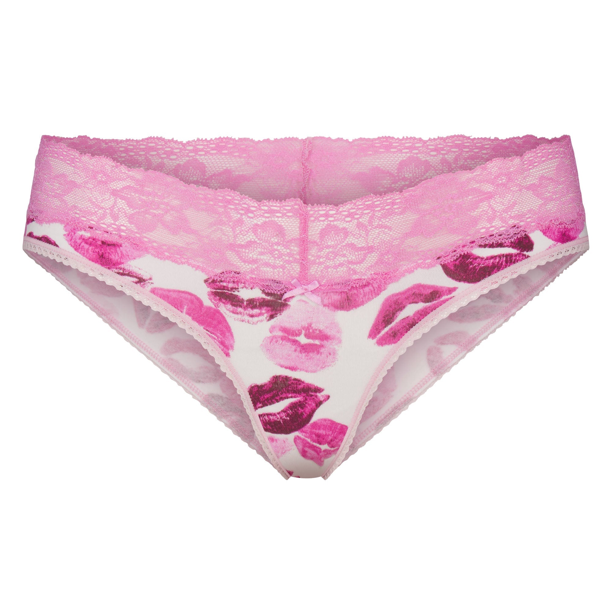 SKIMS LIGHTWEIGHT COTTON WIDE LACE BRIEF | PINK ALLOVER LIPSTICK - Mind Türkiye