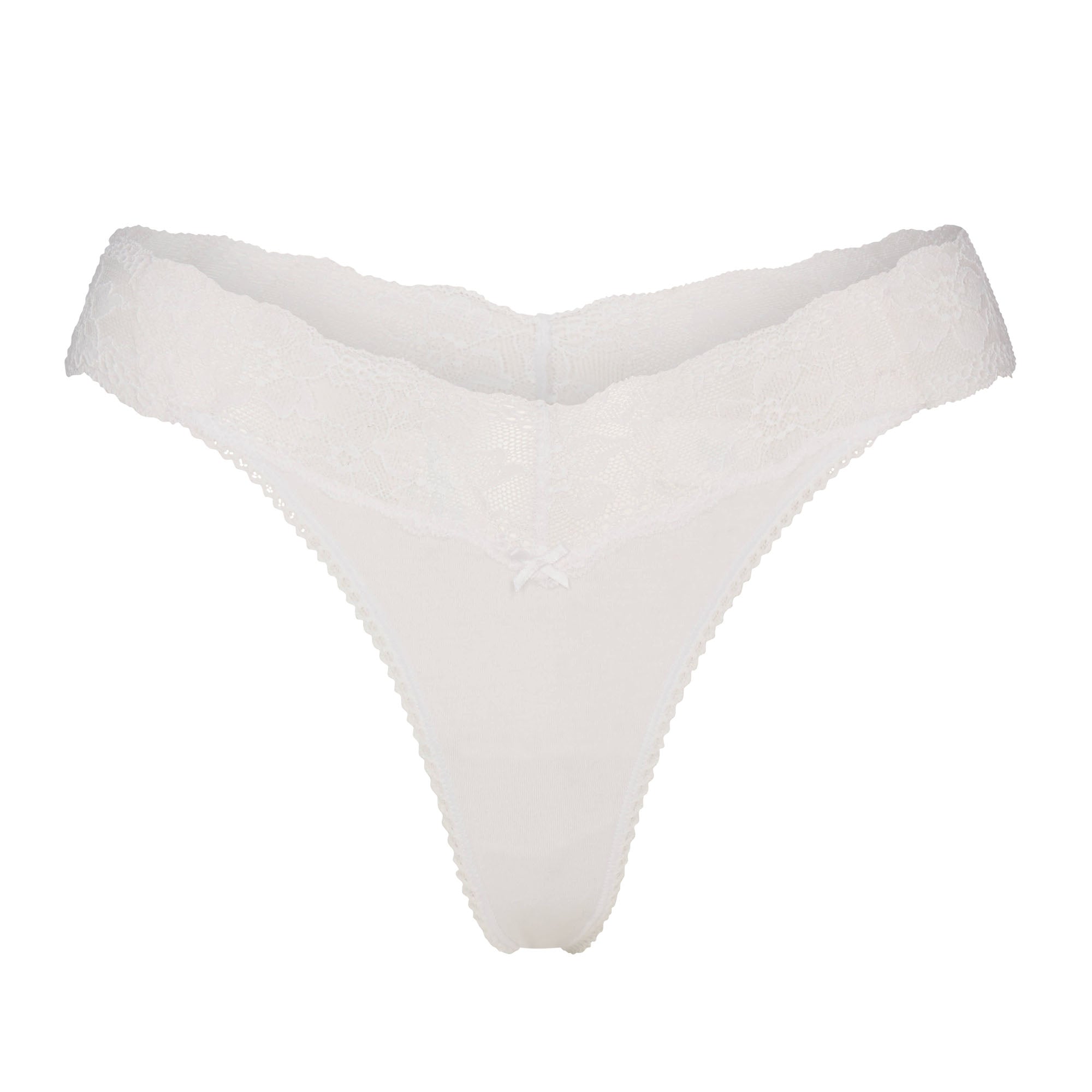 SKIMS LIGHTWEIGHT COTTON WIDE LACE THONG | SNOW - Mind Türkiye