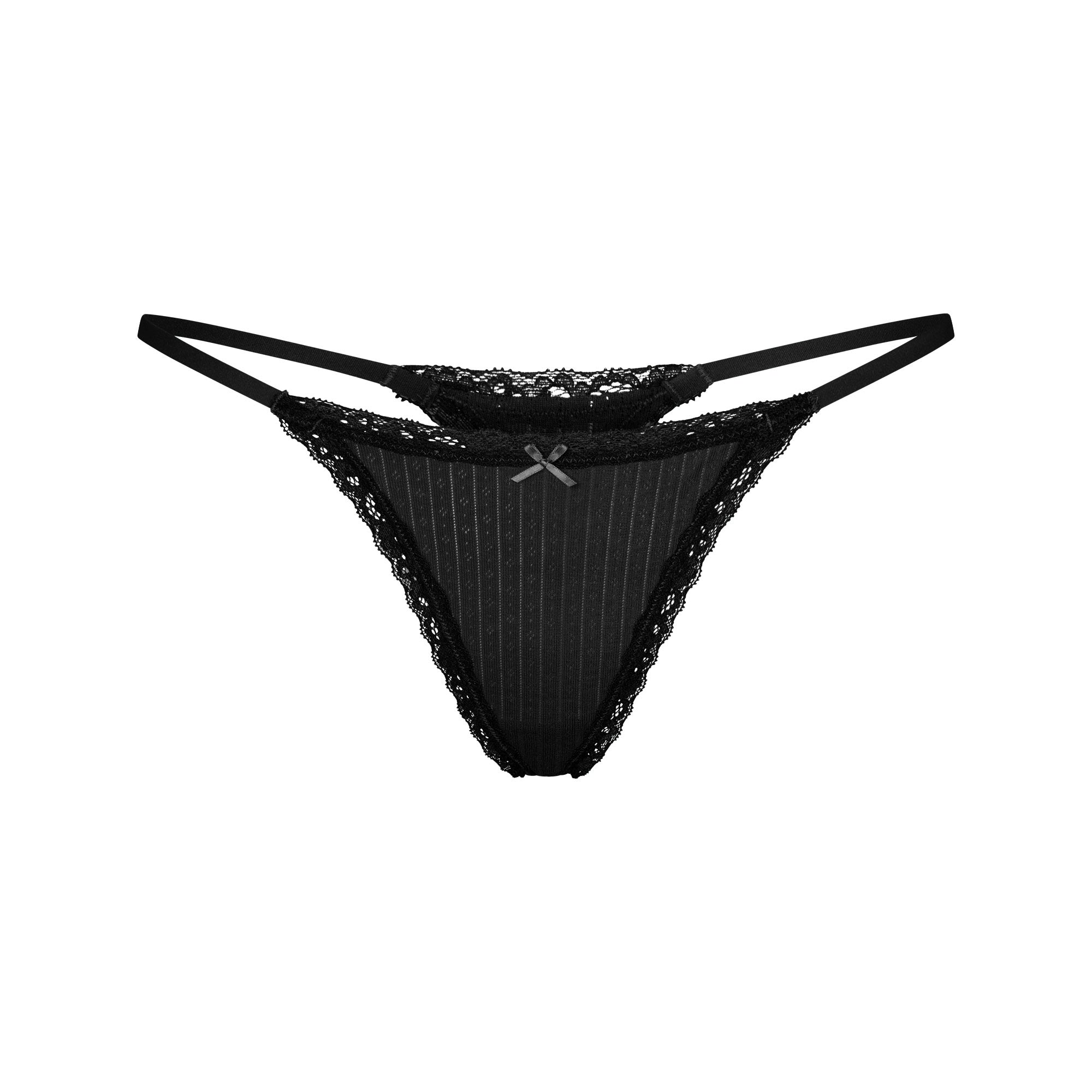 SKIMS LIGHTWEIGHT COTTON POINTELLE LACE STRING THONG | SOOT TONAL - Mind Türkiye