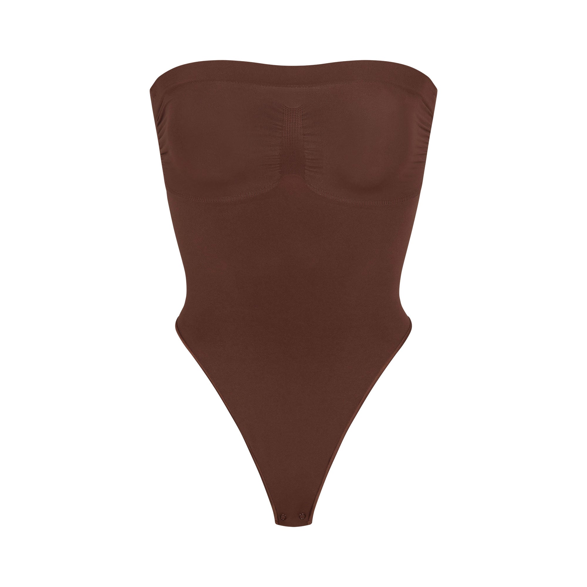 SKIMS SEAMLESS SCULPT STRAPLESS THONG BODYSUIT | COCOA