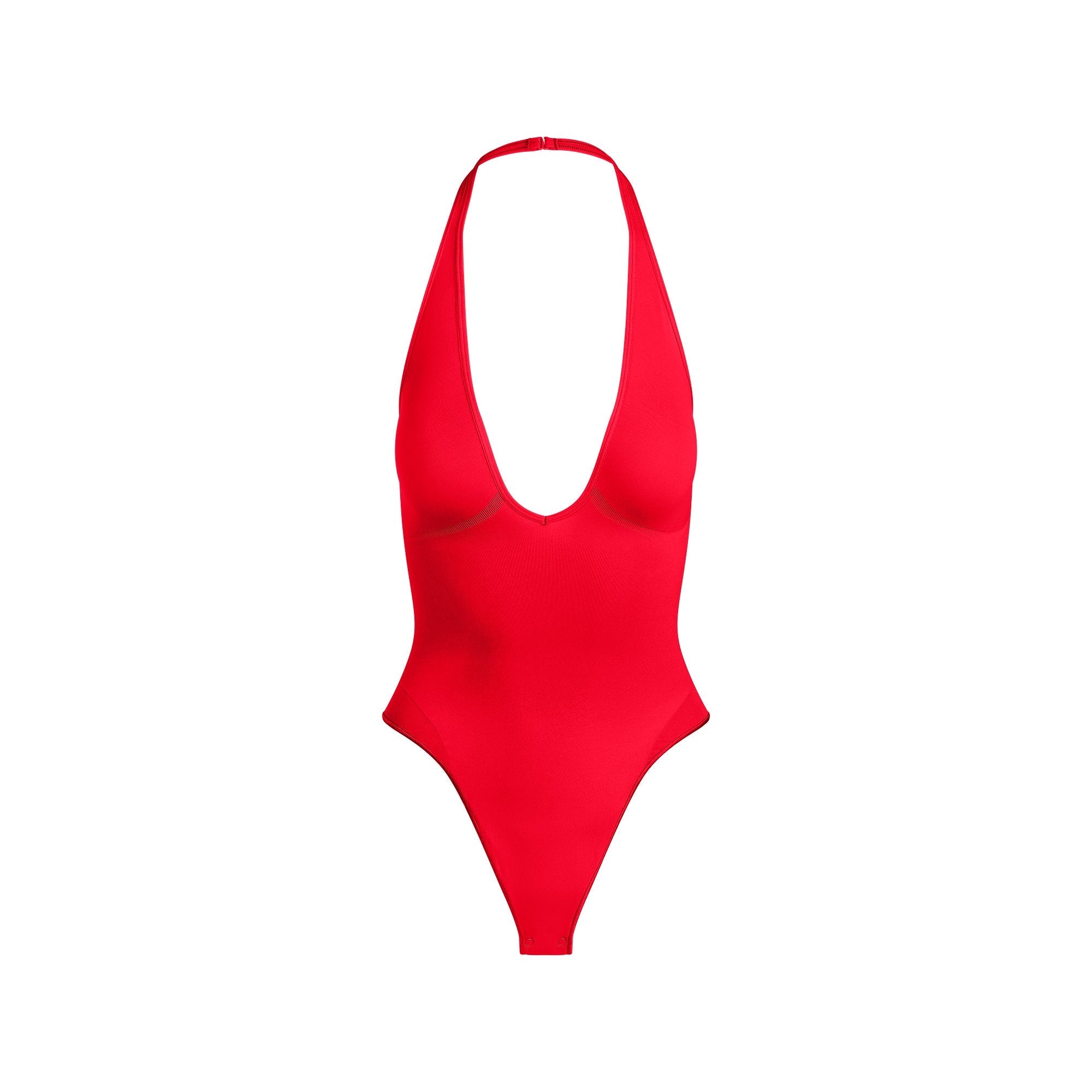 SKIMS SEAMLESS SCULPT DEEP PLUNGE THONG BODYSUIT | RUBY