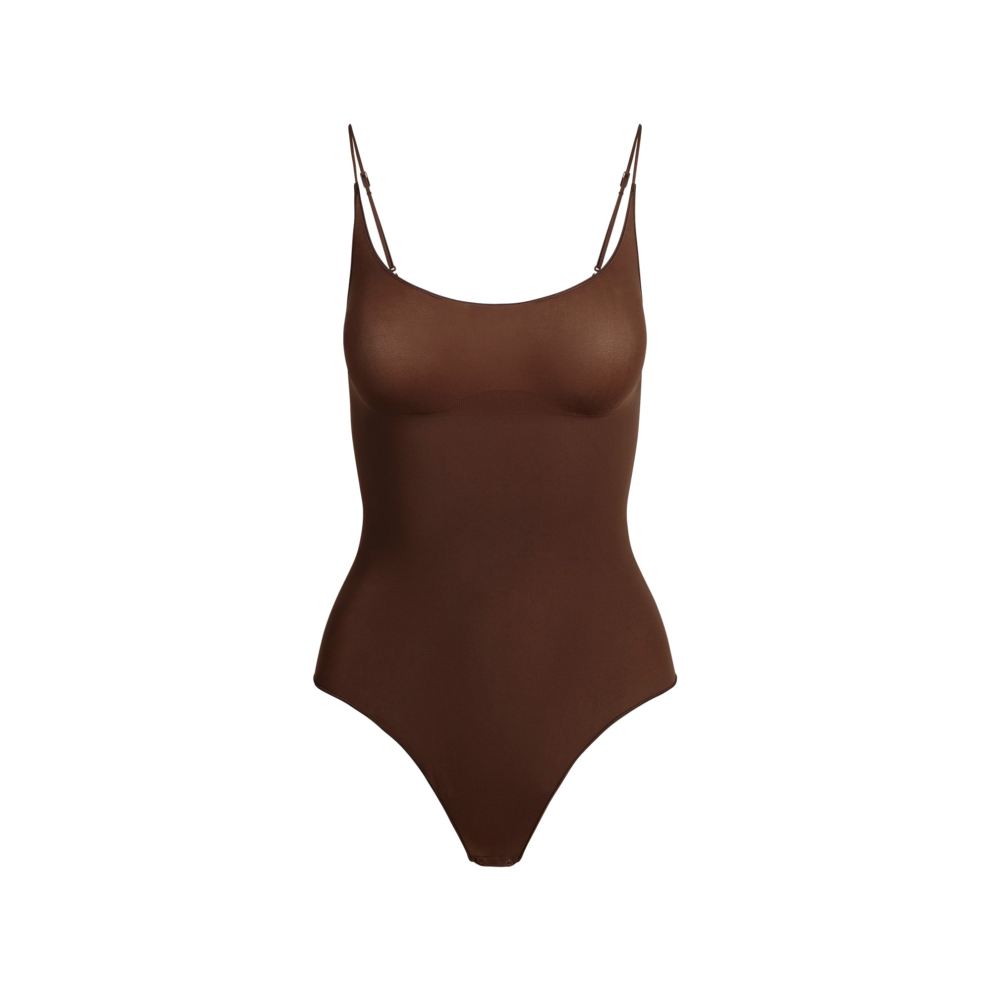 SKIMS SHEER SEAMLESS THONG BODYSUIT | COCOA