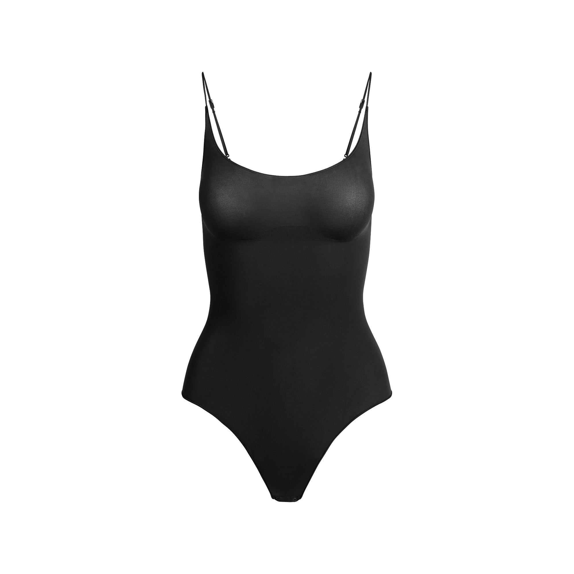 SKIMS SHEER SEAMLESS THONG BODYSUIT | ONYX