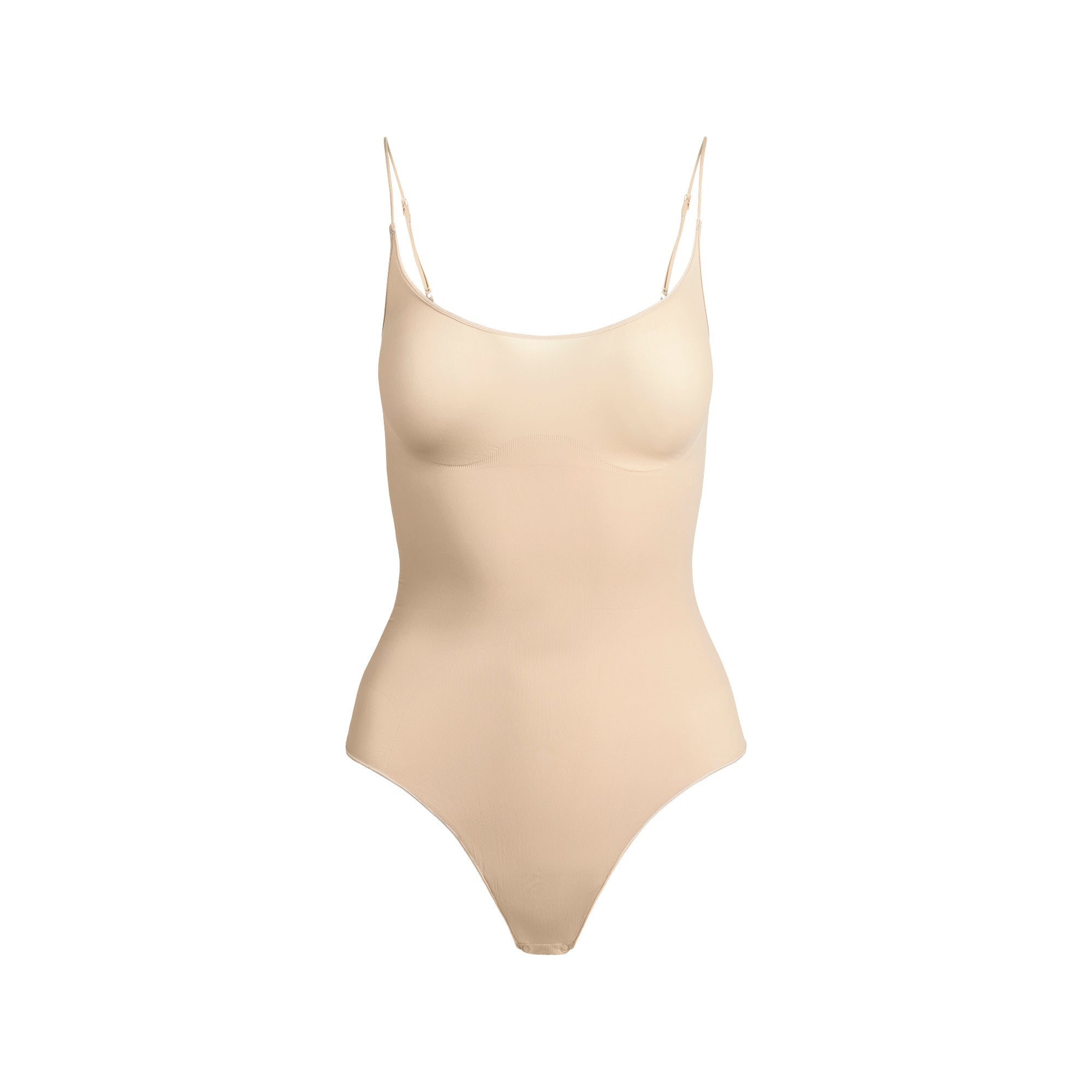 SKIMS SHEER SEAMLESS THONG BODYSUIT | SAND