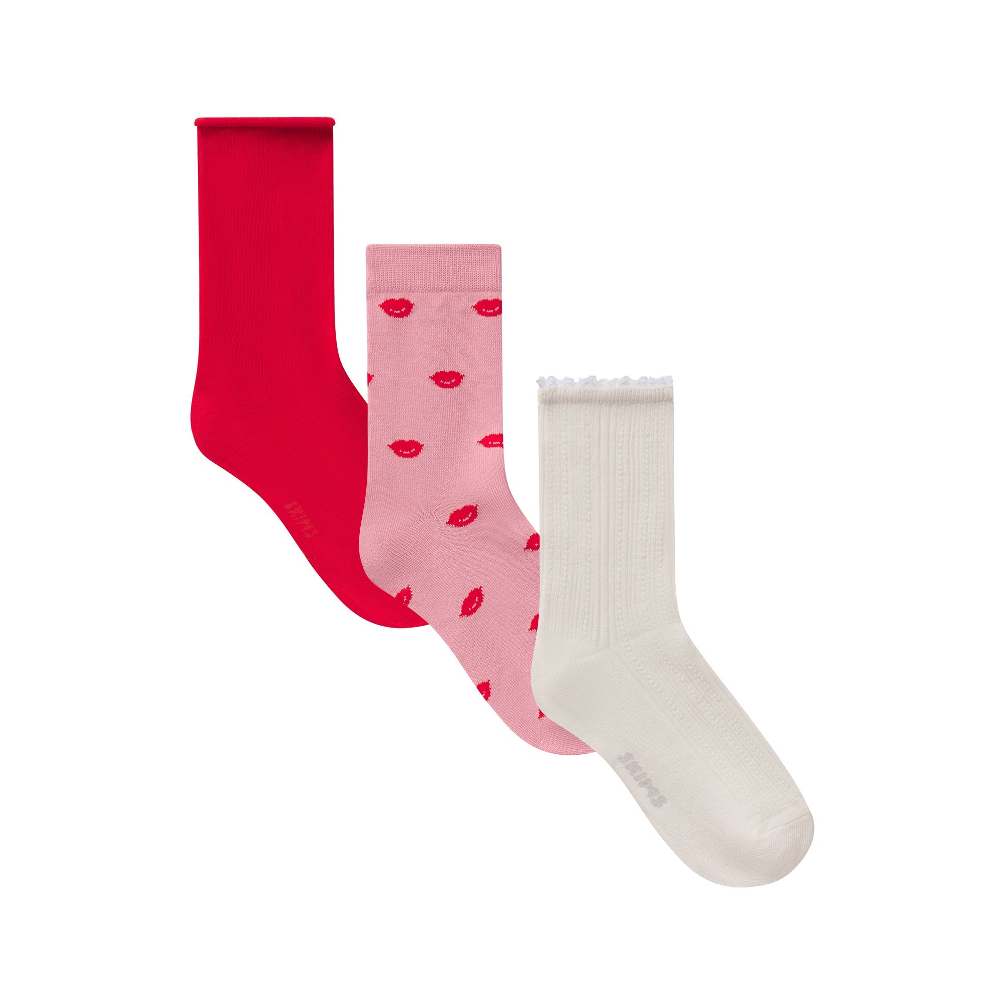 SKIMS VALENTINES SOCK 3-PACK | HALITE LIPS PRINT MULTI - Mind Türkiye