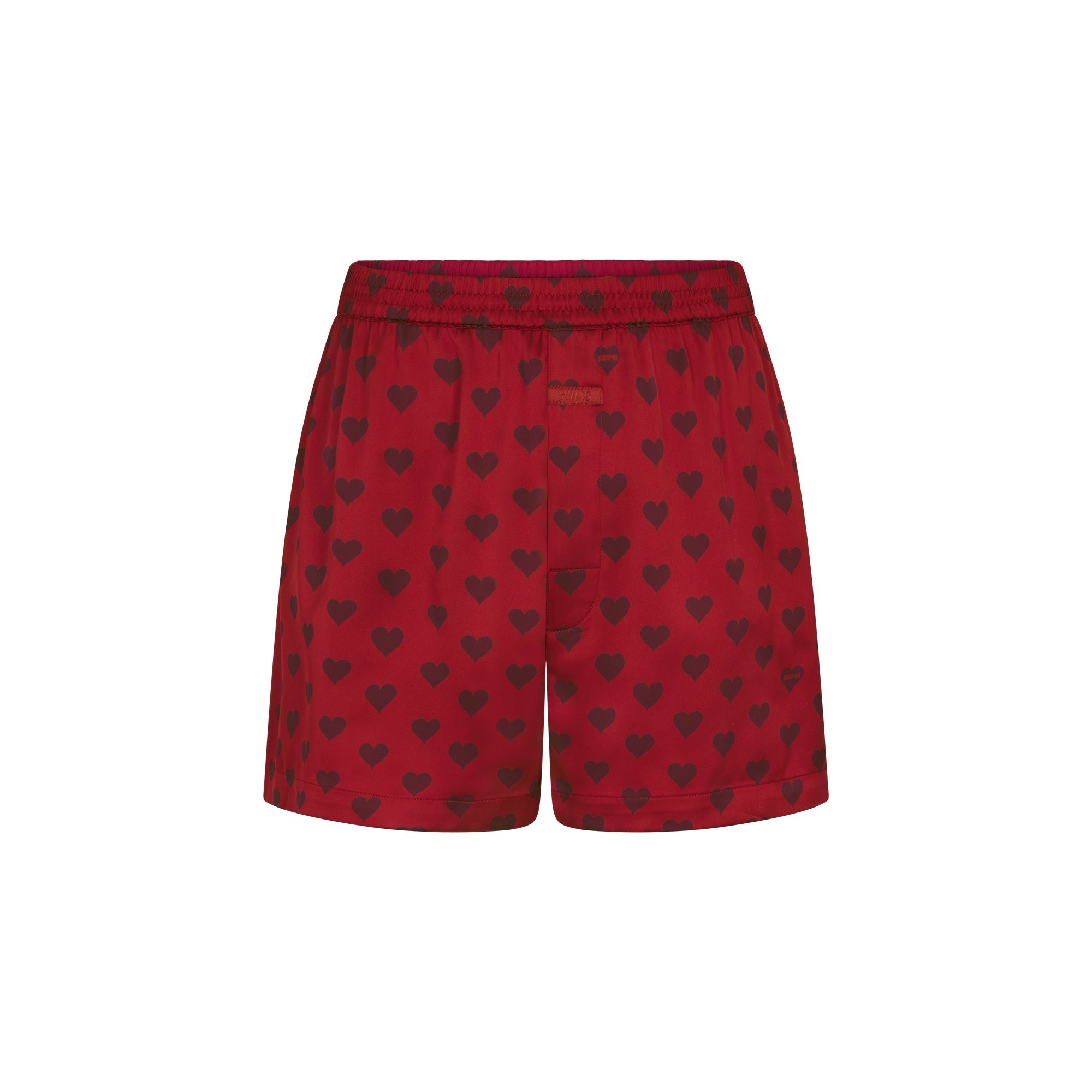 SKIMS SATEEN SLEEP MENS 3″ BOXER SHORT | RED HEART HALFDROP
