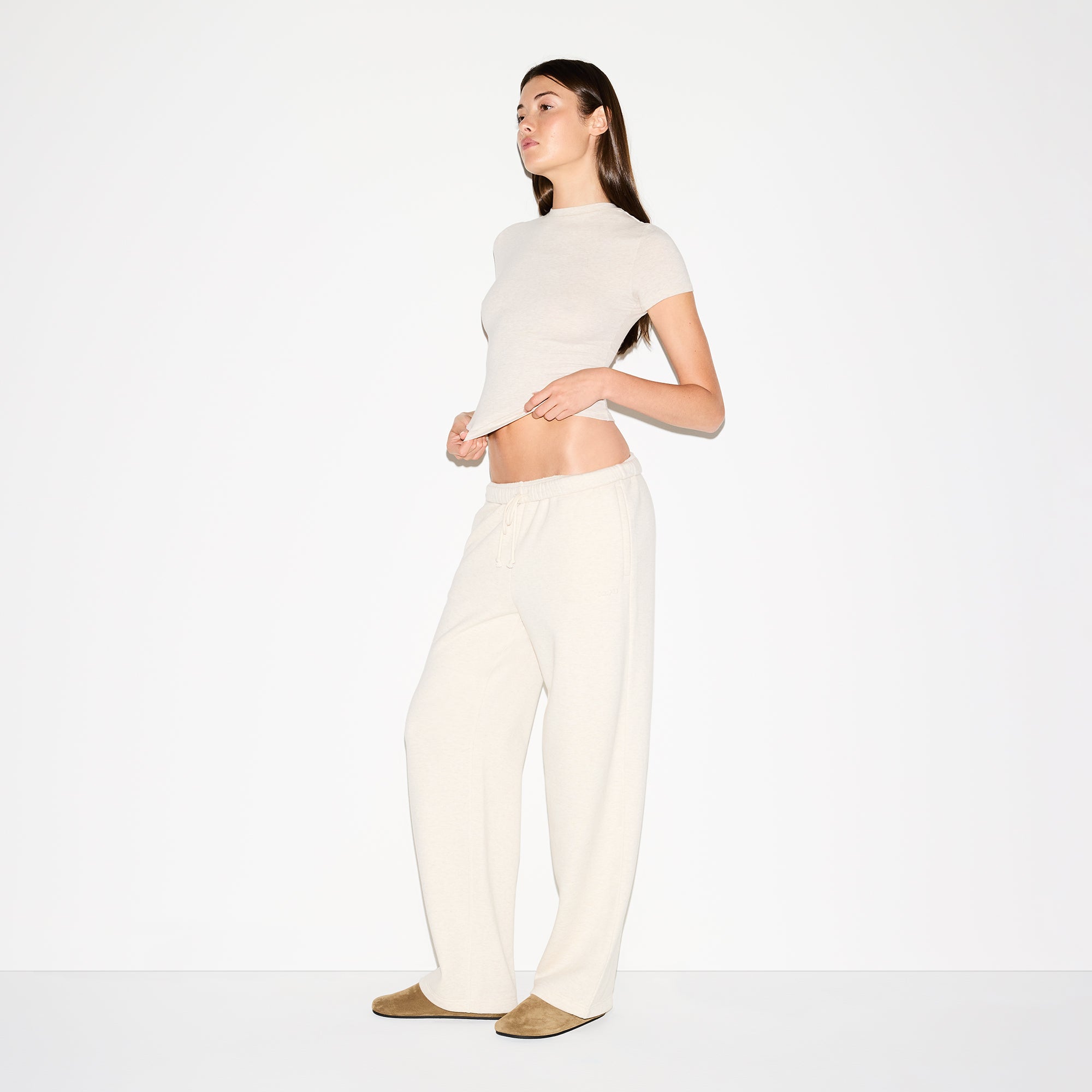 SKIMS COTTON FLEECE CLASSIC STRAIGHT LEG PANT | OATMEAL HEATHER - Mind Türkiye