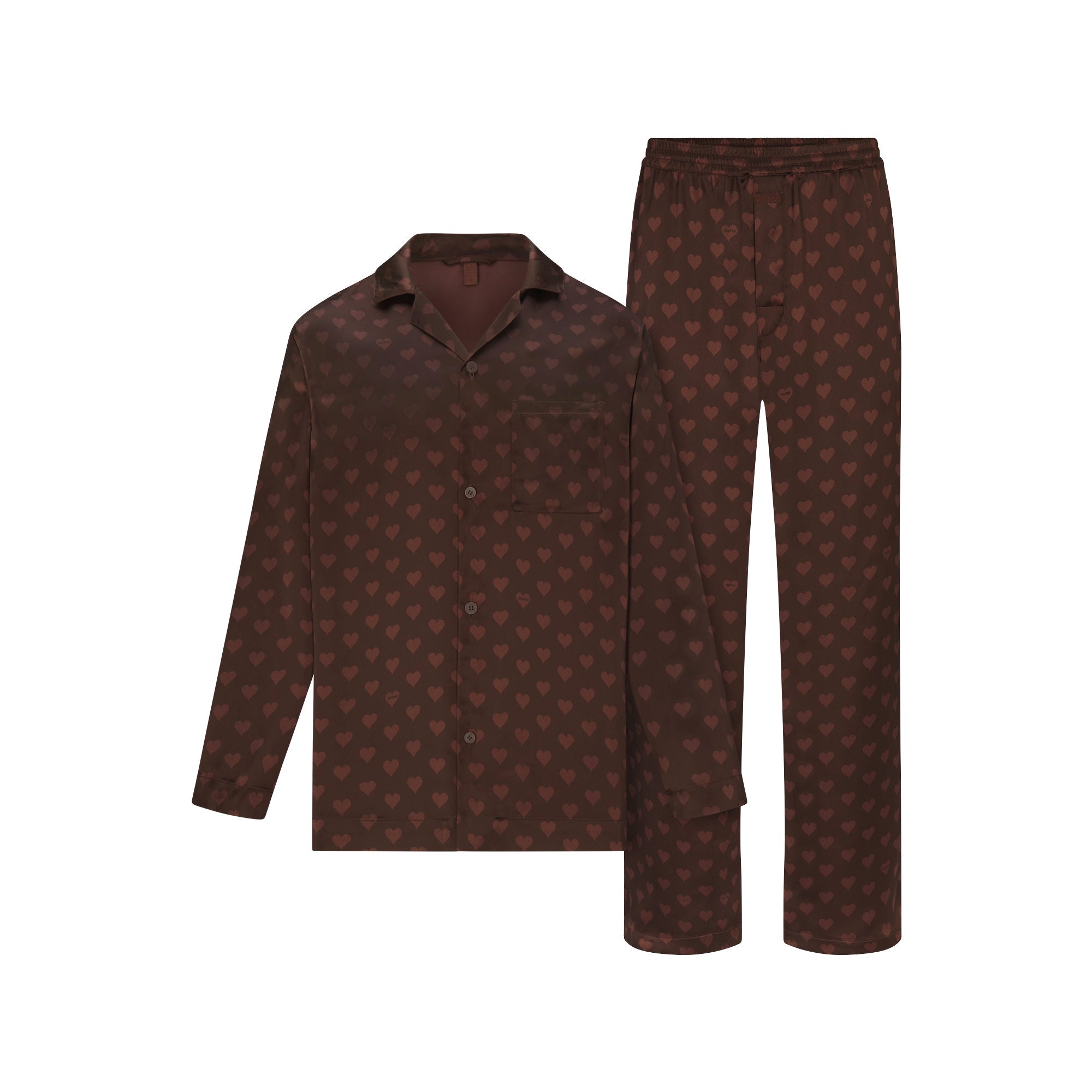 SKIMS SATEEN SLEEP MENS LONG SLEEP SET | COCOA HEART HALFDROP - Mind Türkiye