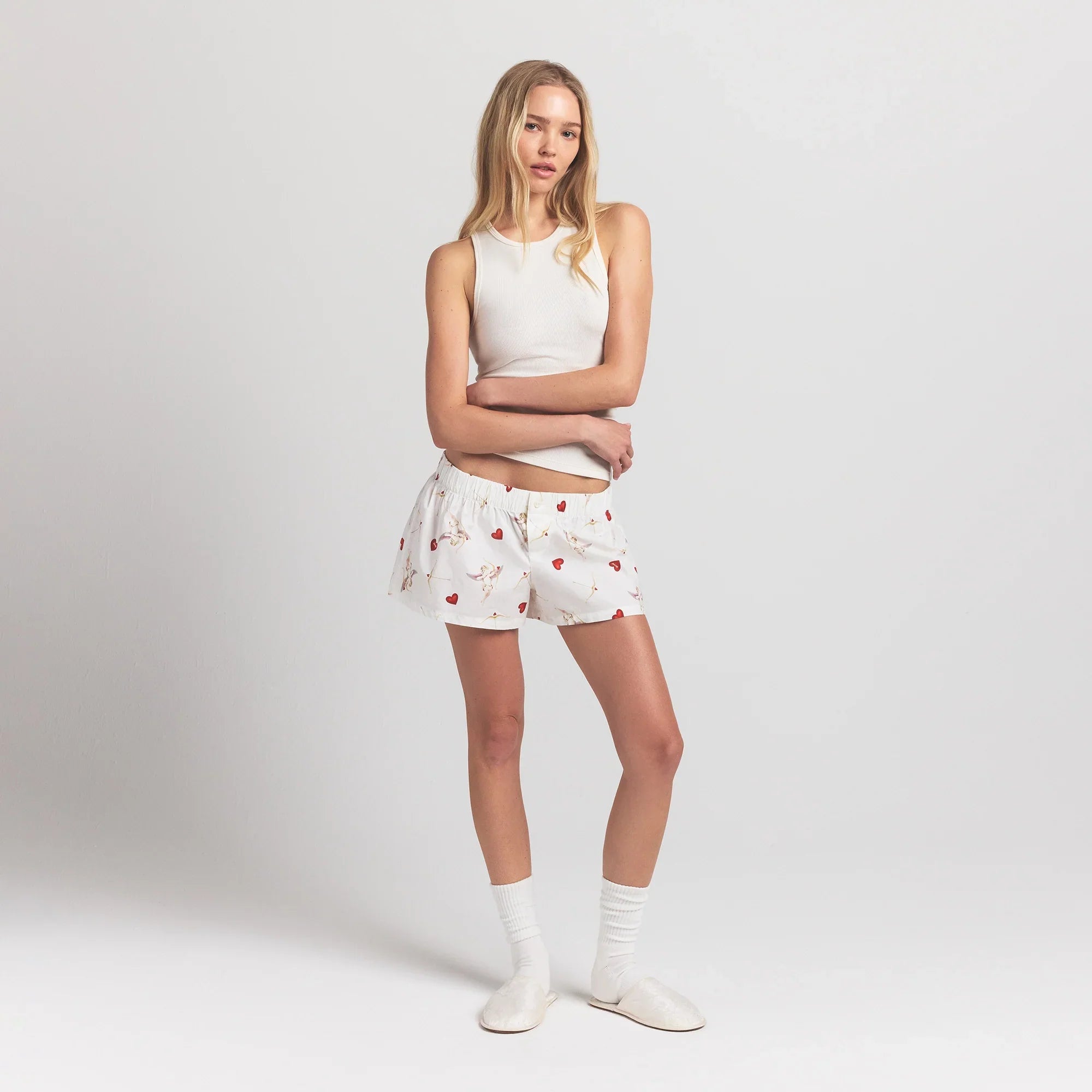 SKIMS COTTON POPLIN BOXER SLEEP SET | MARBLE CHERUB PRINT - Mind Türkiye