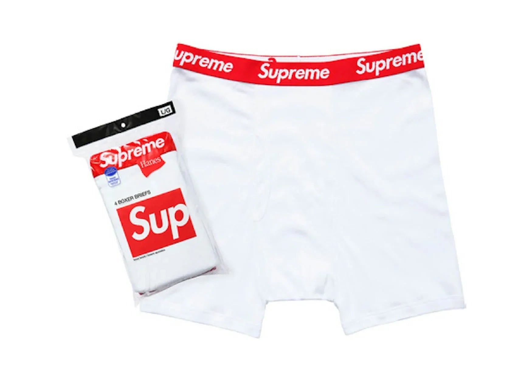 Supreme Hanes Boxer Briefs (4 Pack) White
