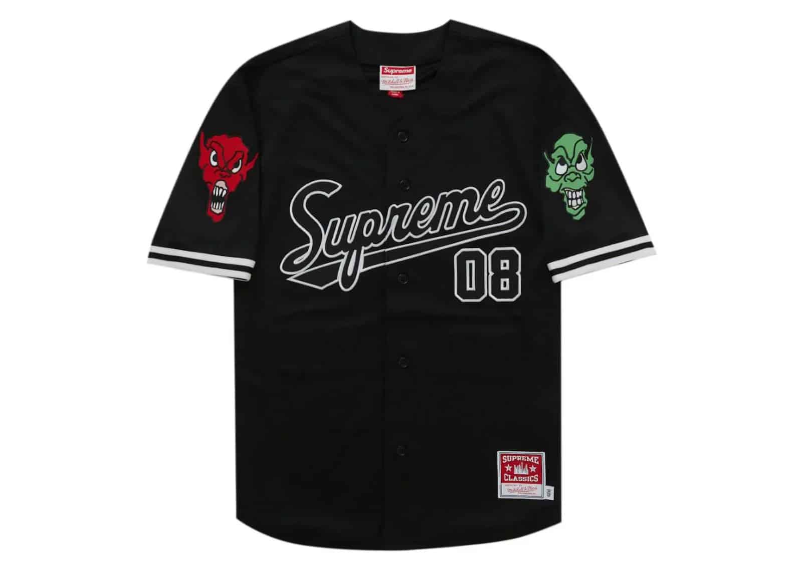 Supreme Mitchell & Ness Downtown Hell Baseball Jersey Black - Mind Türkiye