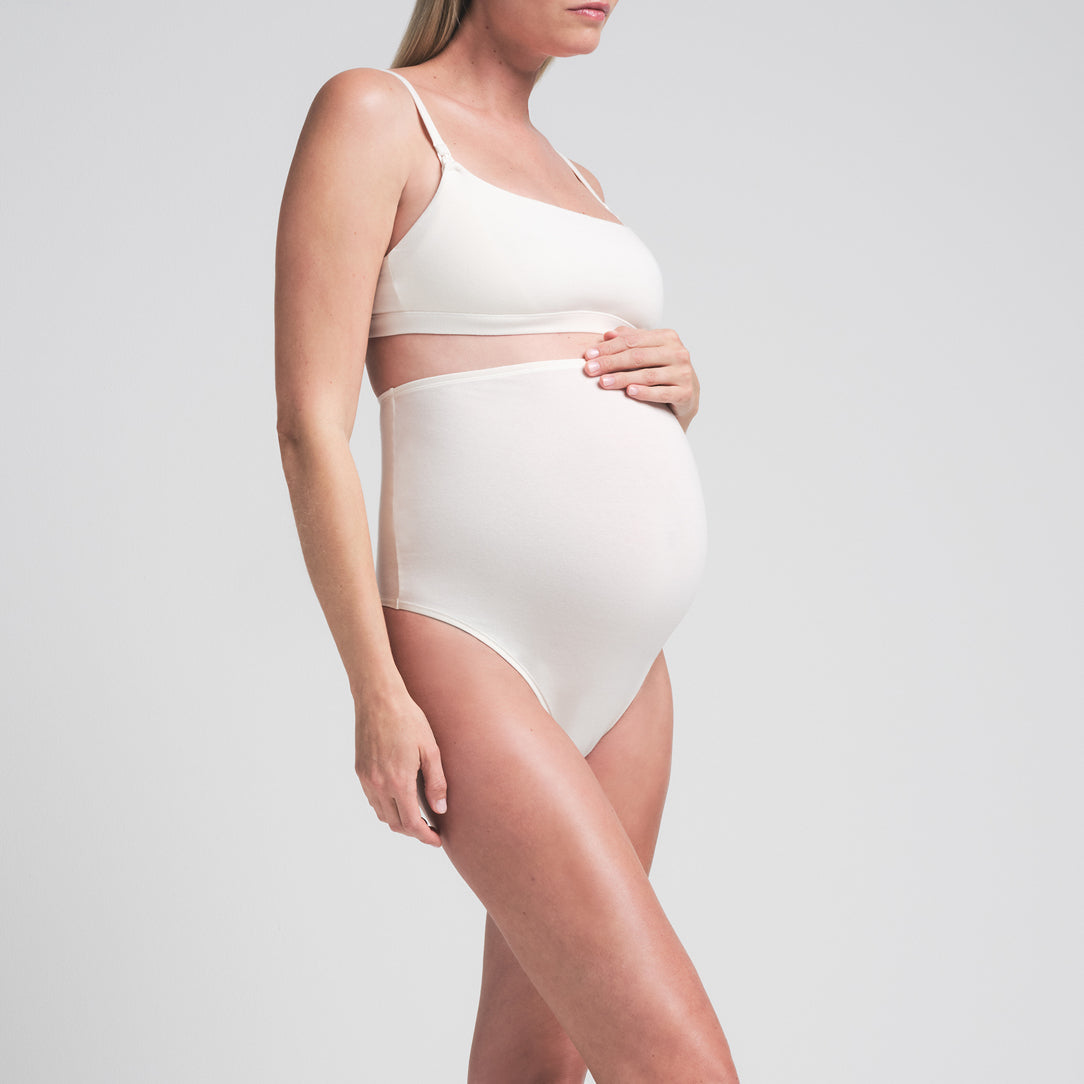 SKIMS COTTON JERSEY MATERNITY HIGH-WAISTED THONG | MARBLE - Mind Türkiye