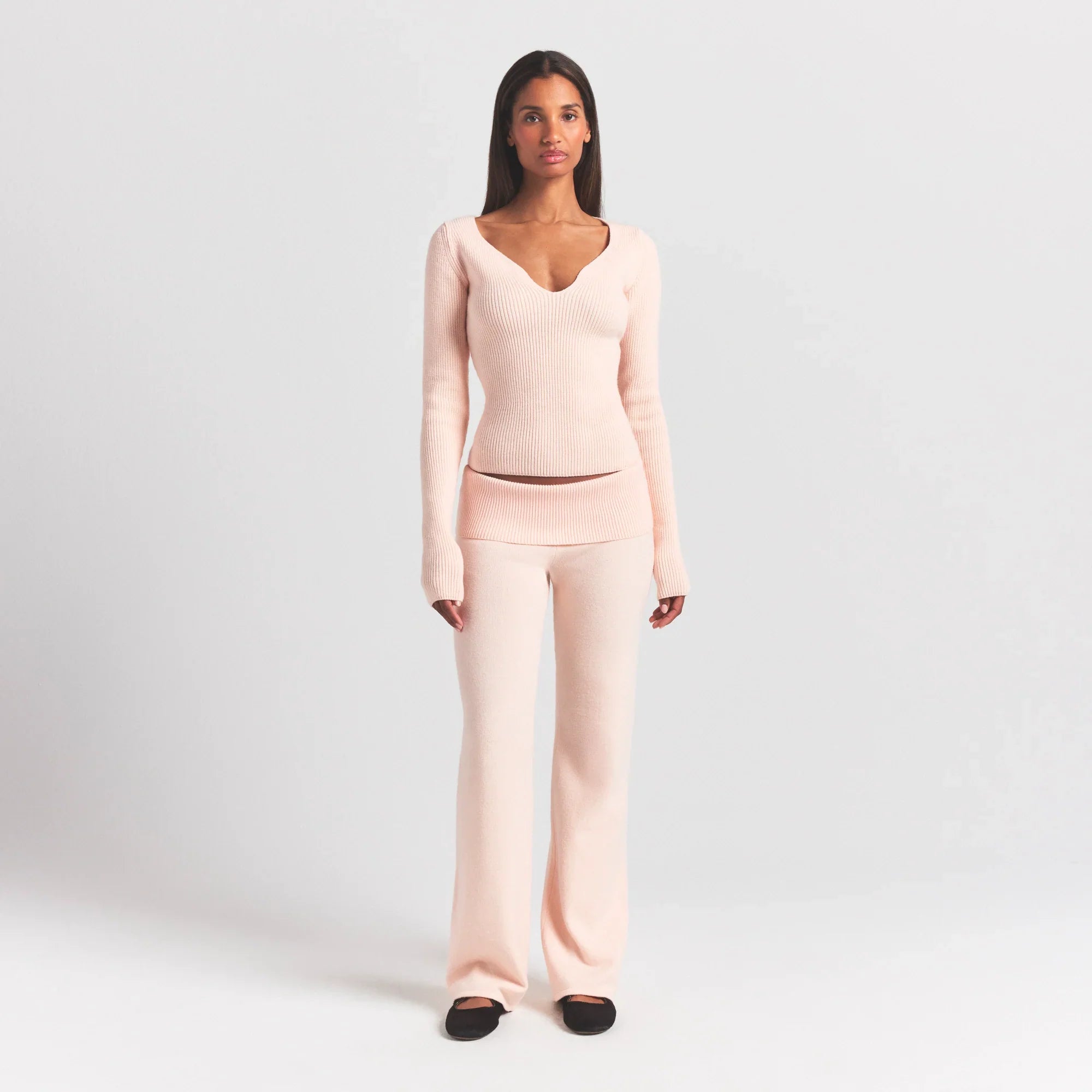SKIMS SWEATER KNITS RIBBED LONG SLEEVE TOP | PRIMROSE - Mind Türkiye