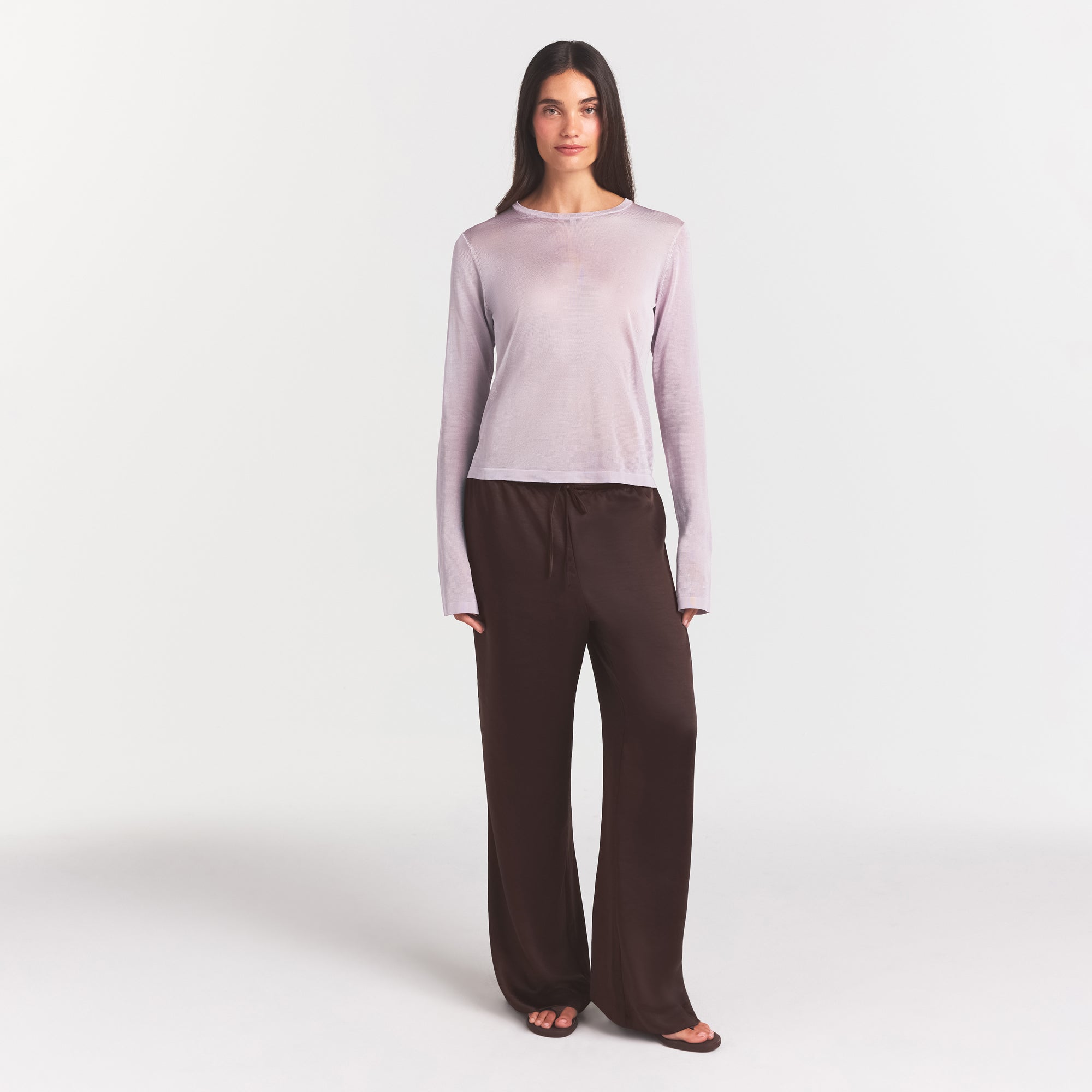 SKIMS SLINKY KNIT CREW NECK LONG SLEEVE TOP | IRIS MICA - Mind Türkiye