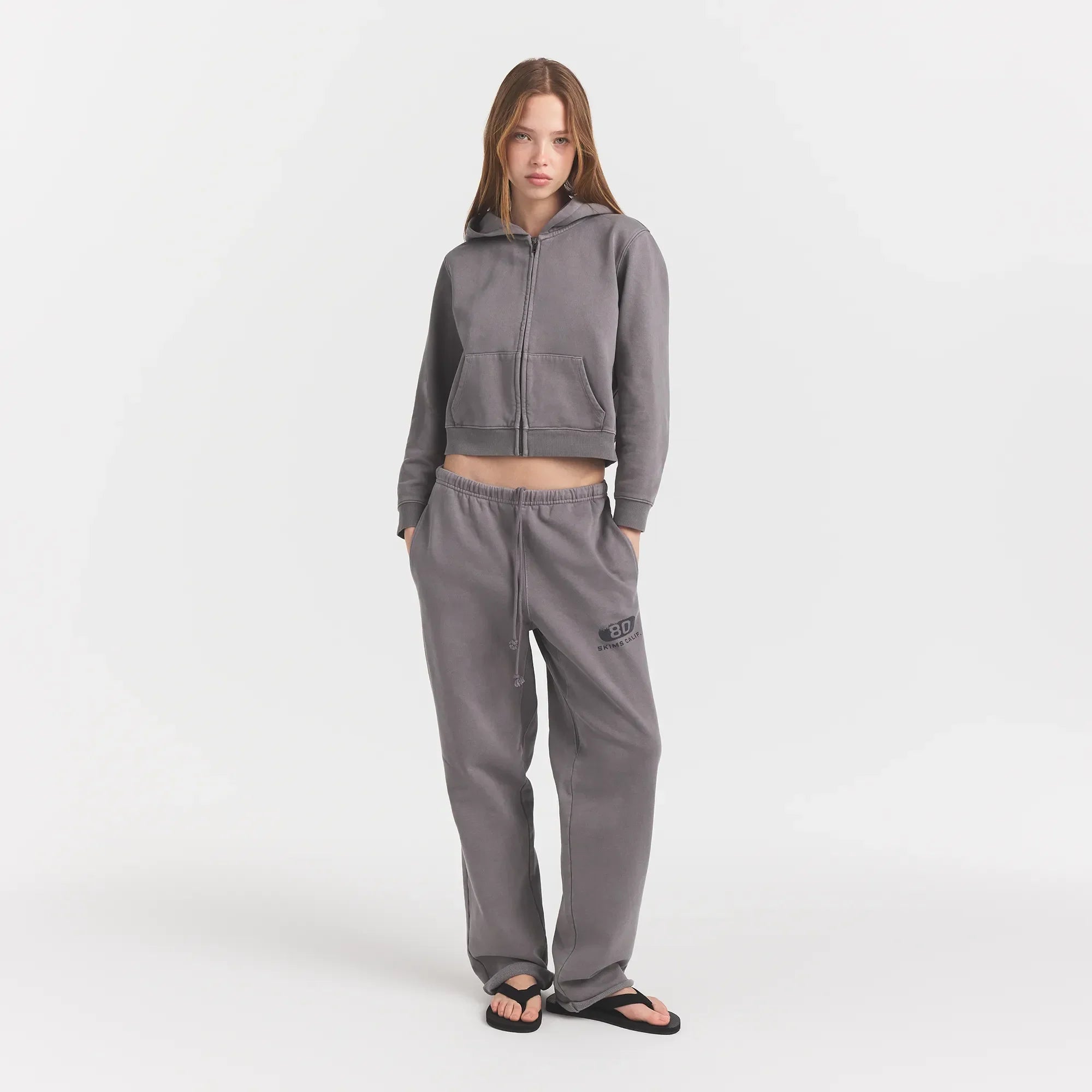 SKIMS BOYFRIEND FLEECE ZIP UP HOODIE | SHADOW - Mind Türkiye