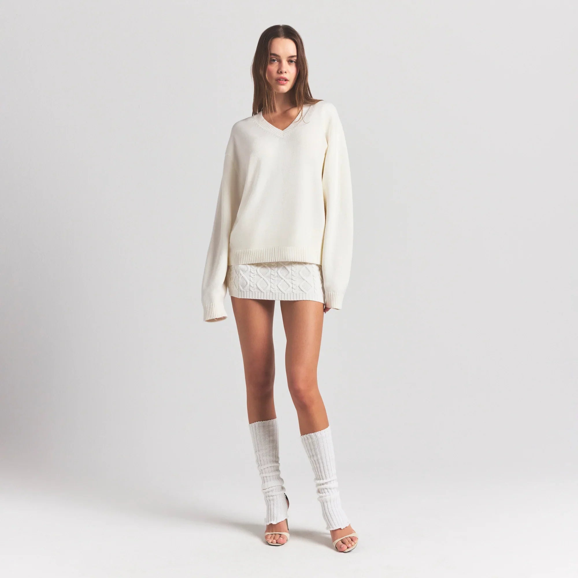 SKIMS SWEATER KNITS PULLOVER V NECK | IVORY - Mind Türkiye