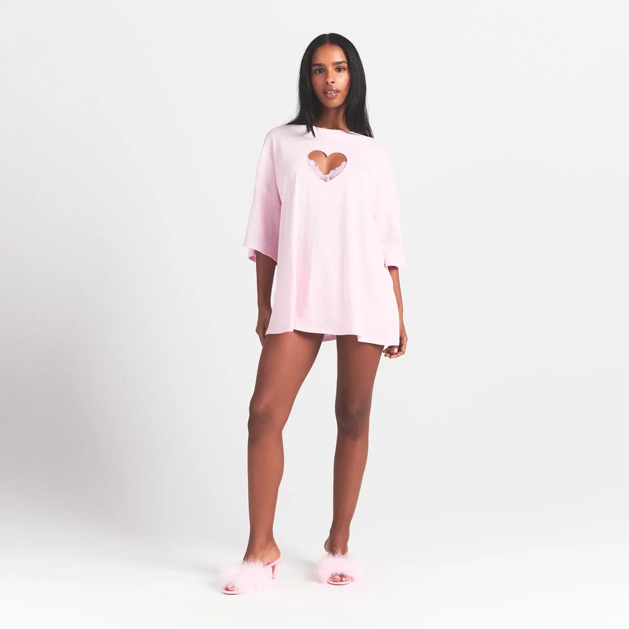 SKIMS WORN IN JERSEY HEART OVERBedenD T-SHIRT | BABY PINK - Mind Türkiye