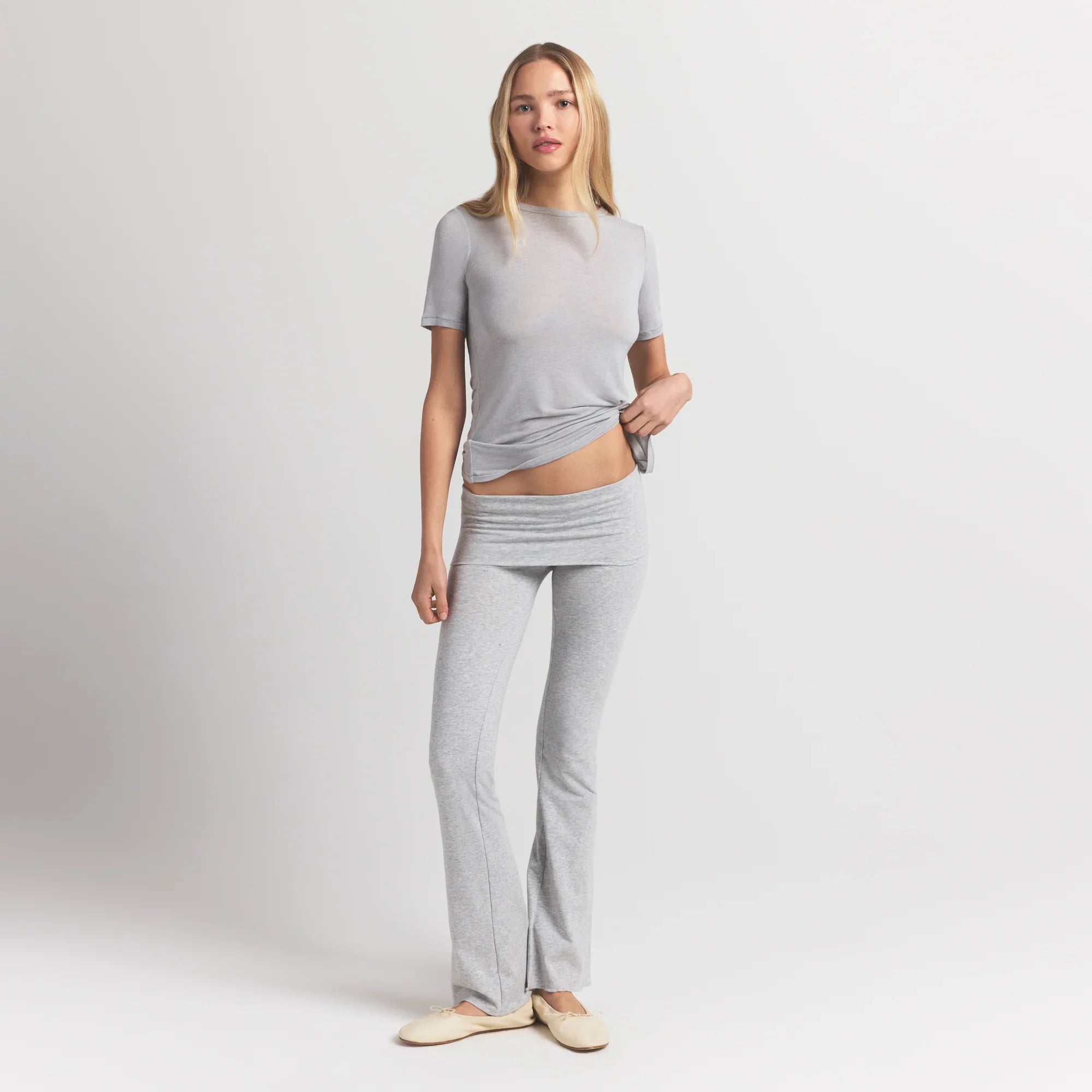 SKIMS SHEER MODAL LONG T-SHIRT | HEATHER GREY - Mind Türkiye