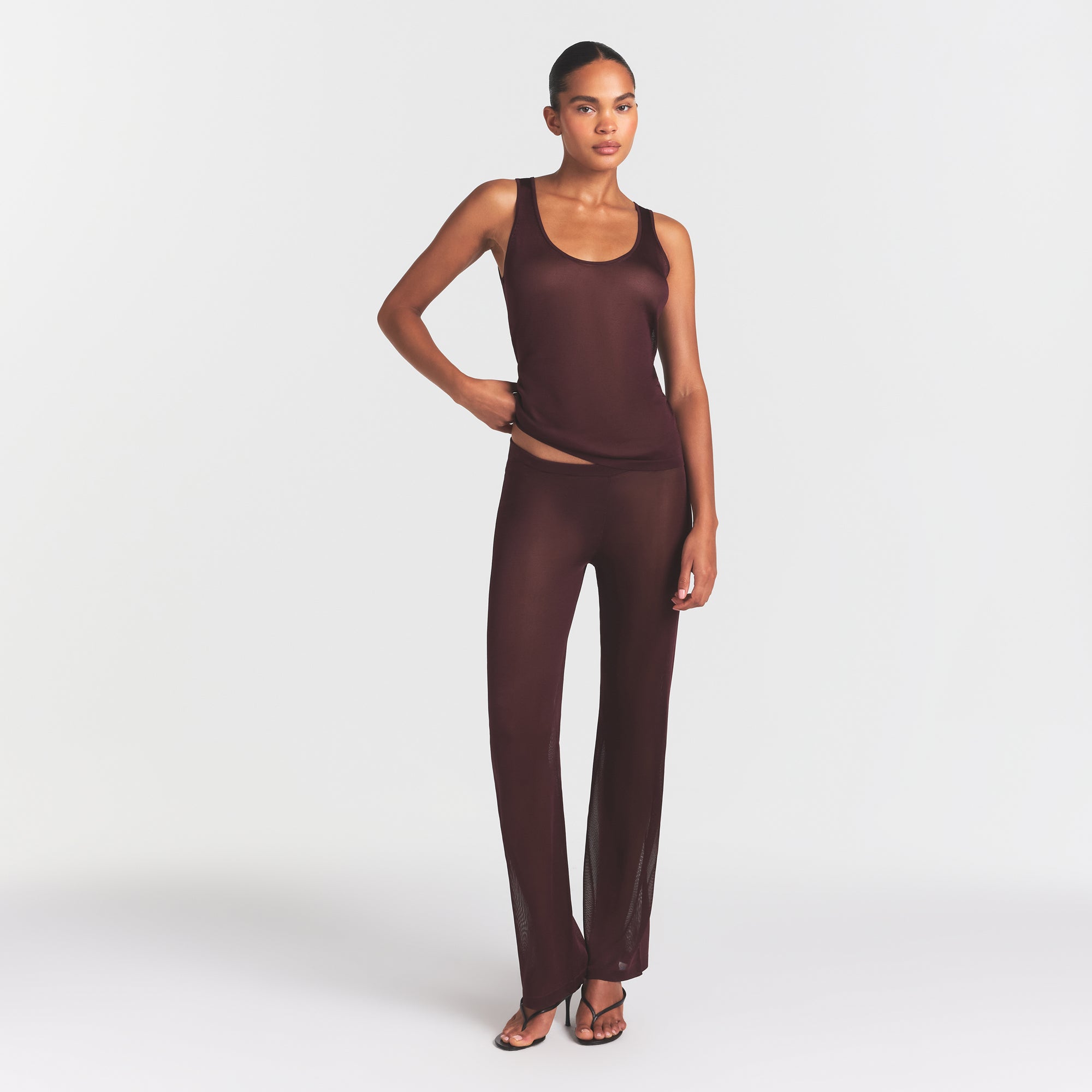 SKIMS SLINKY KNIT SCOOP LONG TANK | CURRANT - Mind Türkiye