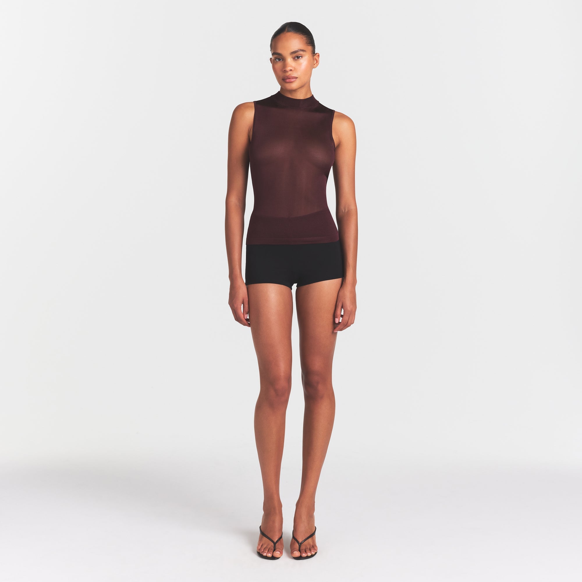 SKIMS SLINKY KNIT MOCK NECK TANK | CURRANT - Mind Türkiye