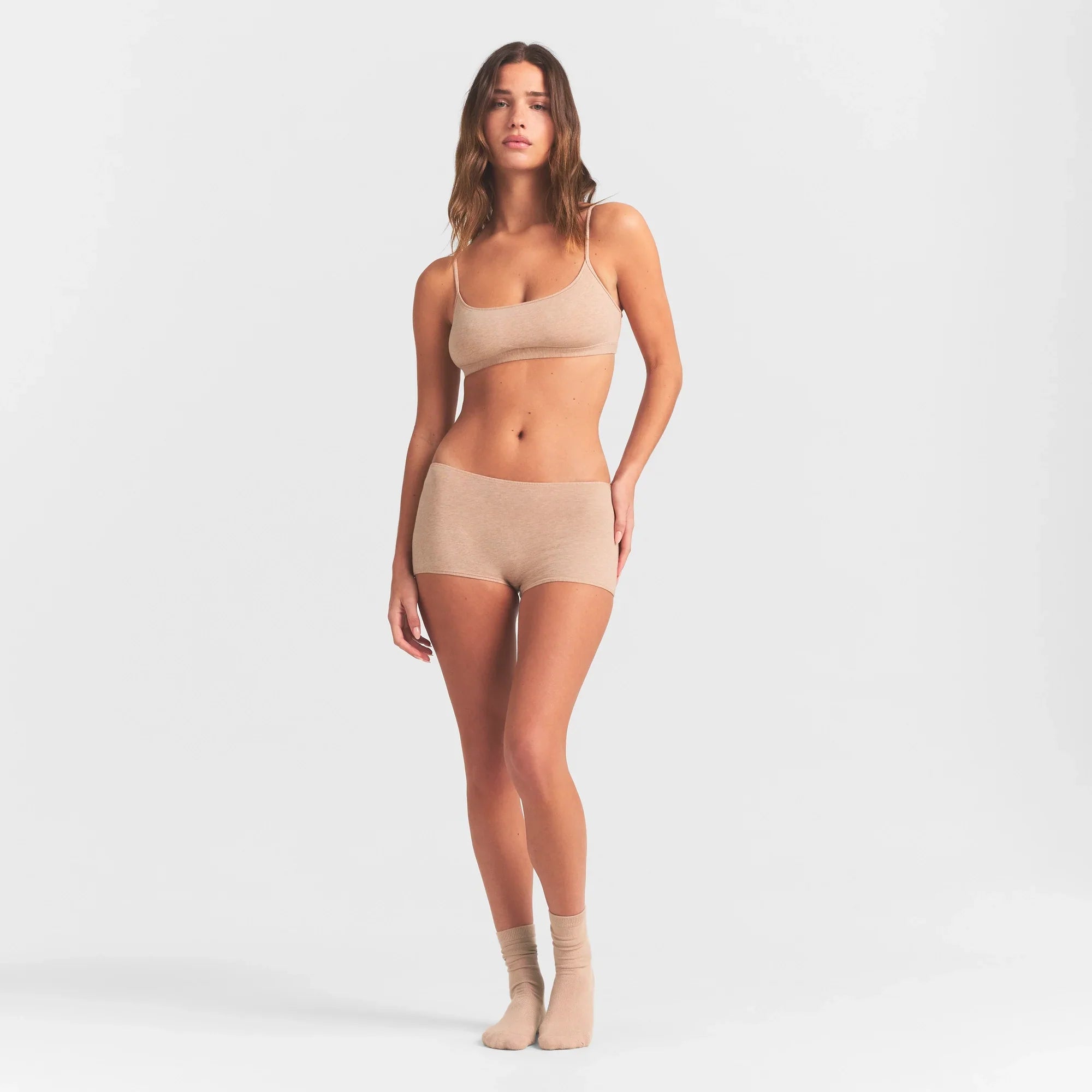 SKIMS EVERYDAY COTTON BOY SHORT | CLAY HEATHER - Mind Türkiye