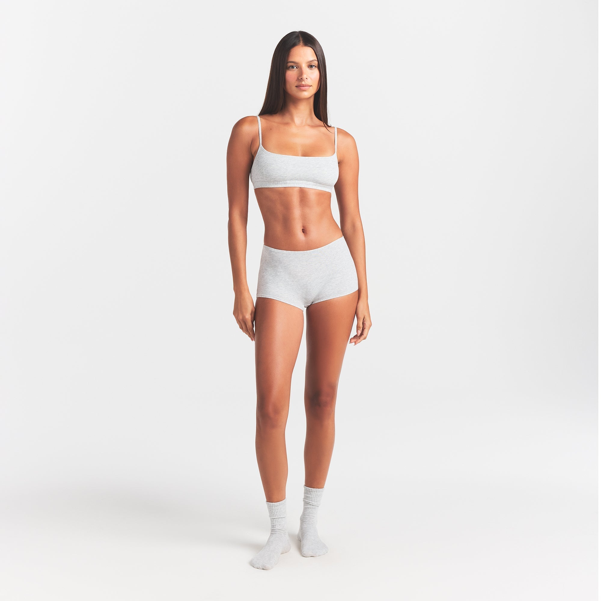 SKIMS EVERYDAY COTTON BOY SHORT | LIGHT HEATHER GREY - Mind Türkiye