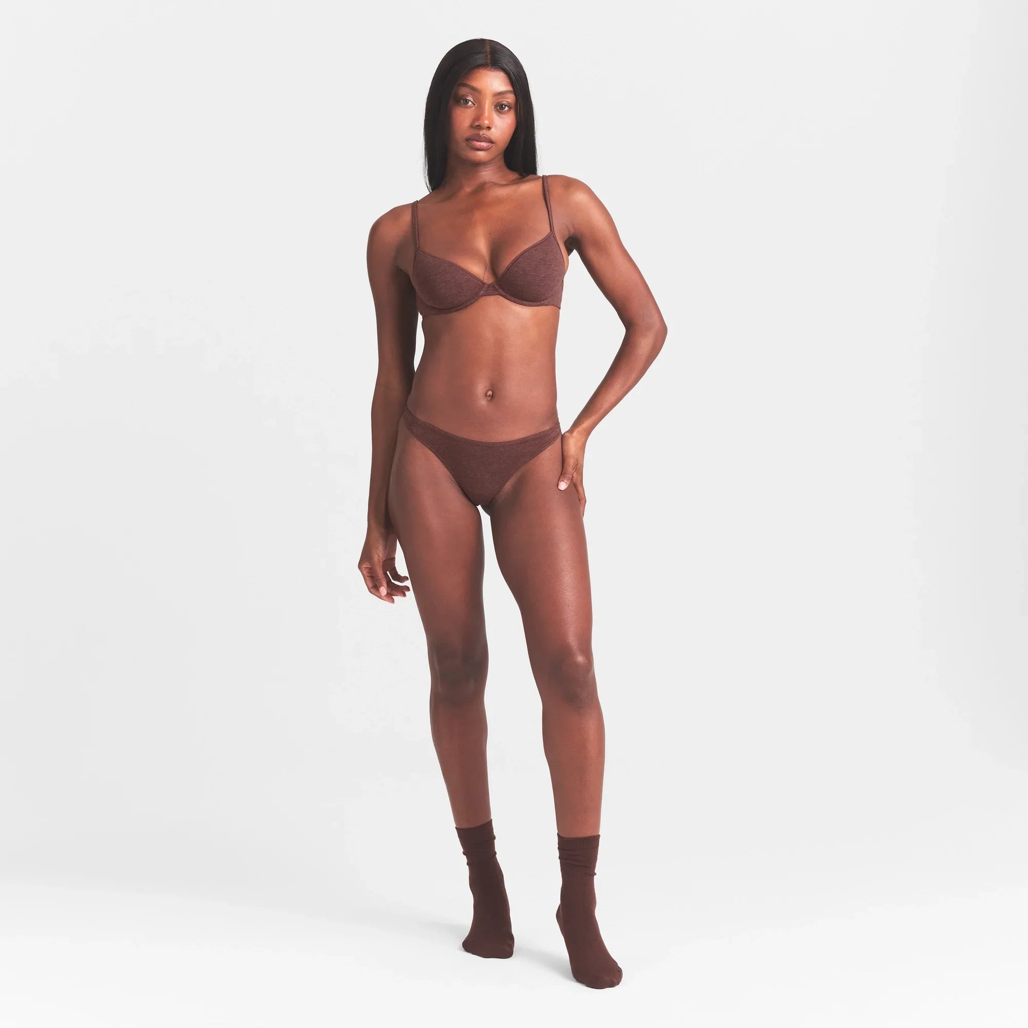 SKIMS EVERYDAY COTTON THONG | COCOA HEATHER - Mind Türkiye