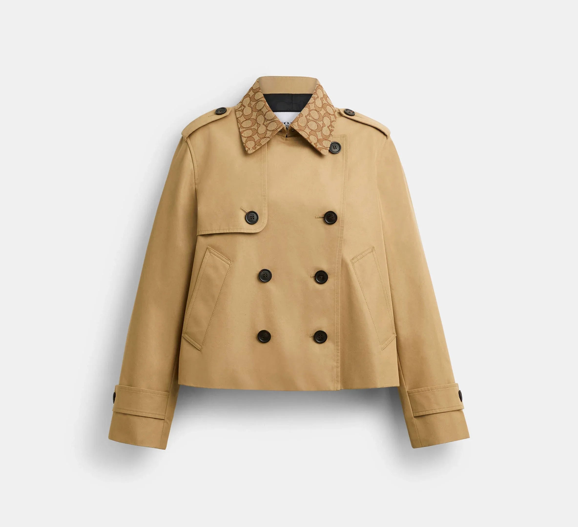 Coach Short Trench Coat With Signature Collar – Khaki - Mind Türkiye