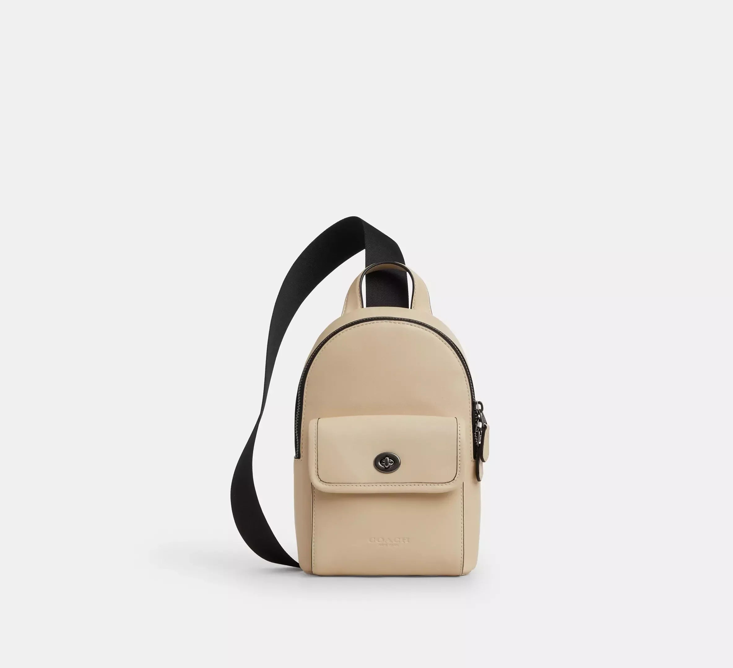 Coach Small Turnlock Sling Pack – Gunmetal/Ivory - Mind Türkiye