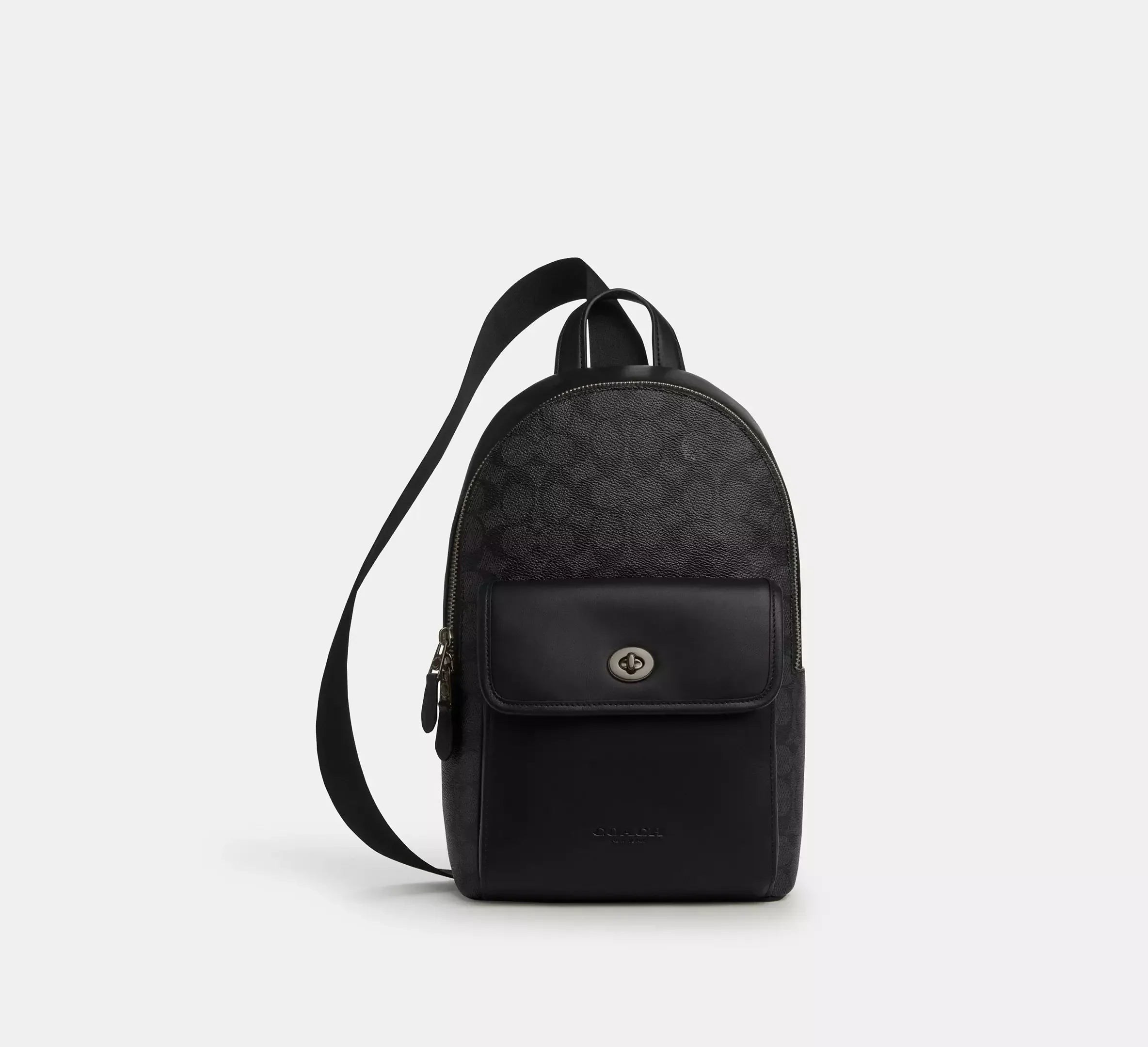 Coach Turnlock Sling Pack In Signature – Gunmetal/Charcoal/Black - Mind Türkiye