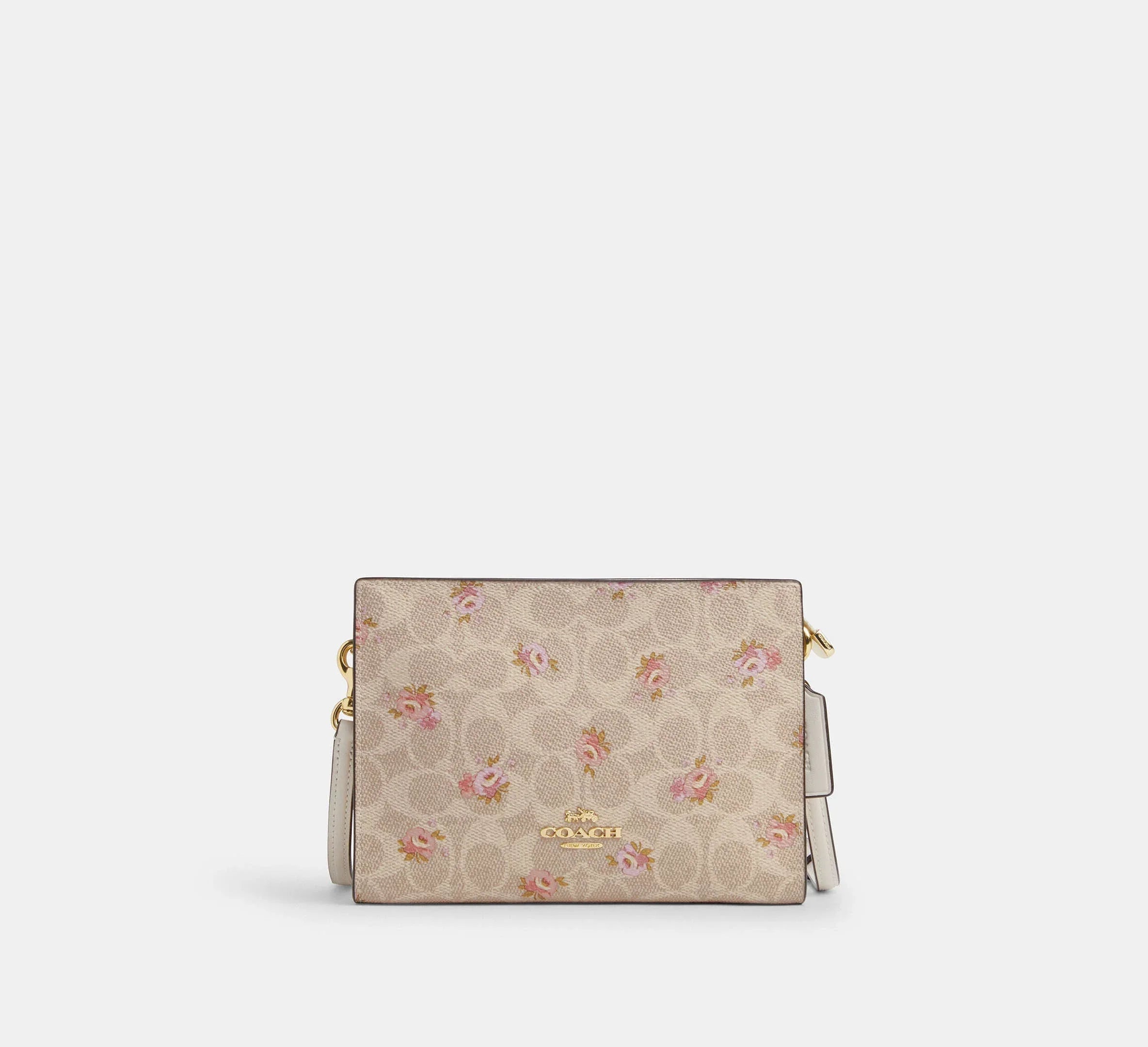 Coach Slim Crossbody Bag In Signature With Floral Print – Gold/Sand Multi - Mind Türkiye