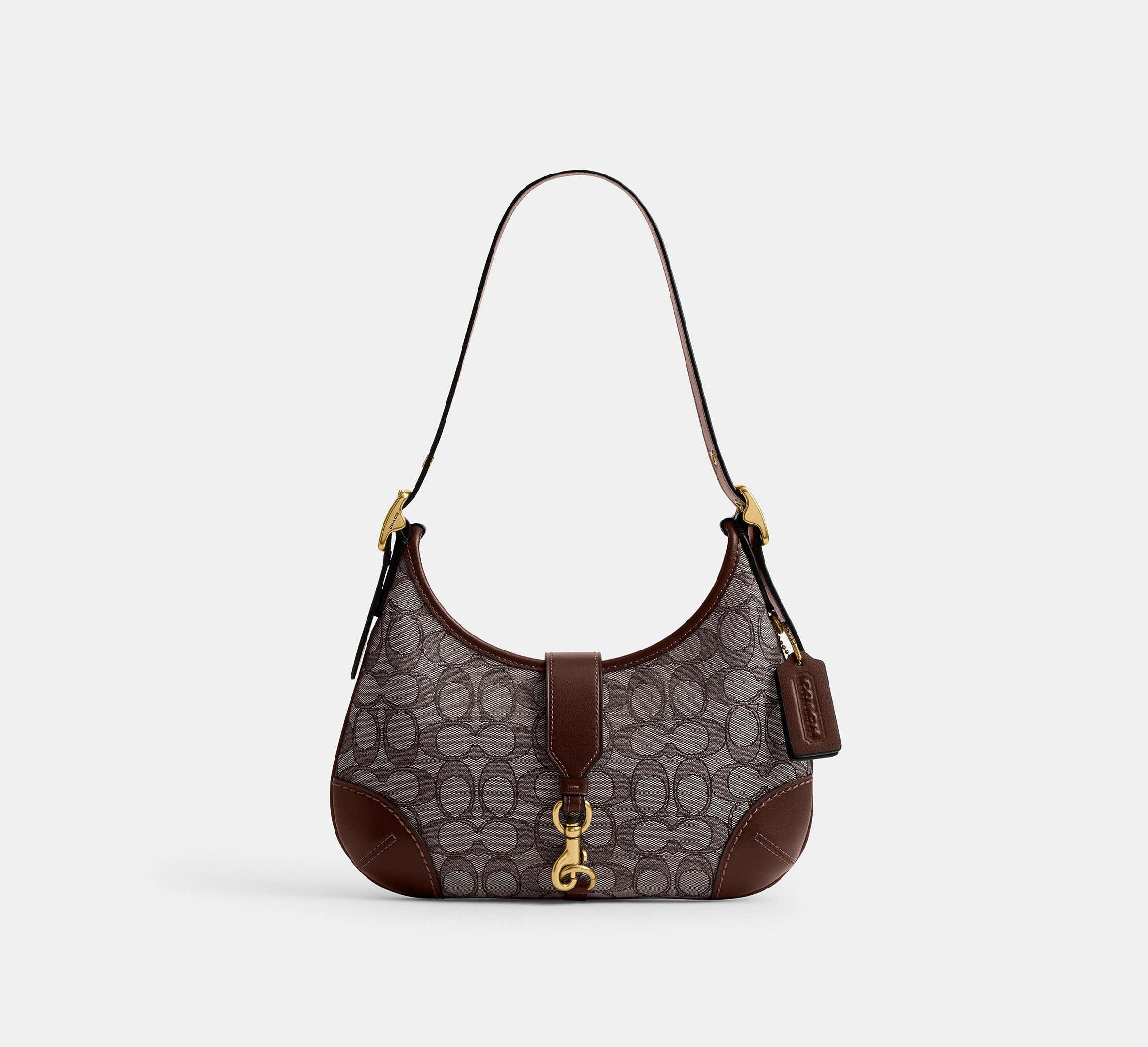 Coach Hamptons Hobo Bag In Signature Jacquard – Brass/Oak Maple - Mind Türkiye