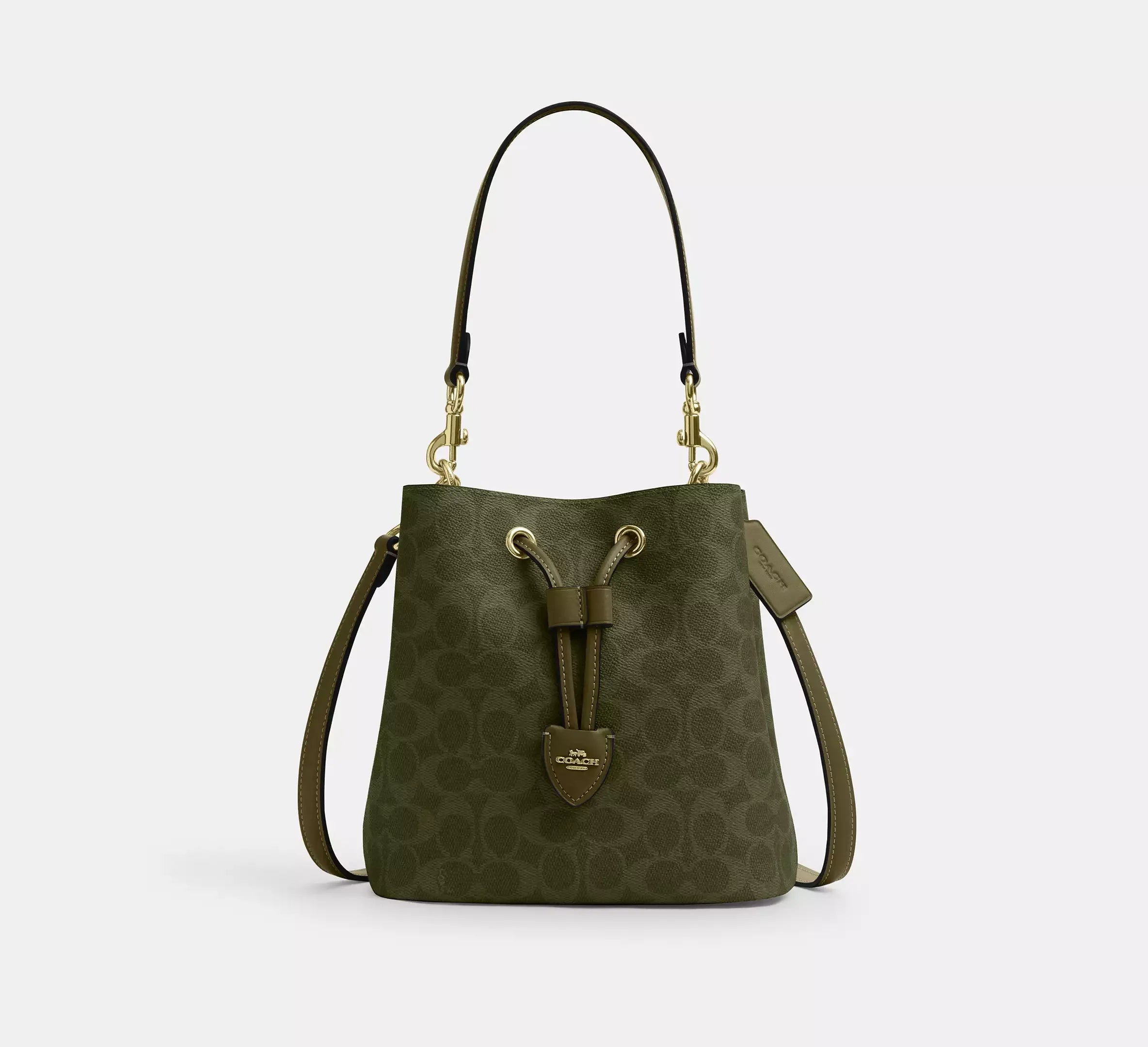 Coach Rowan Bucket Bag In Signature – Gold/Olive - Mind Türkiye