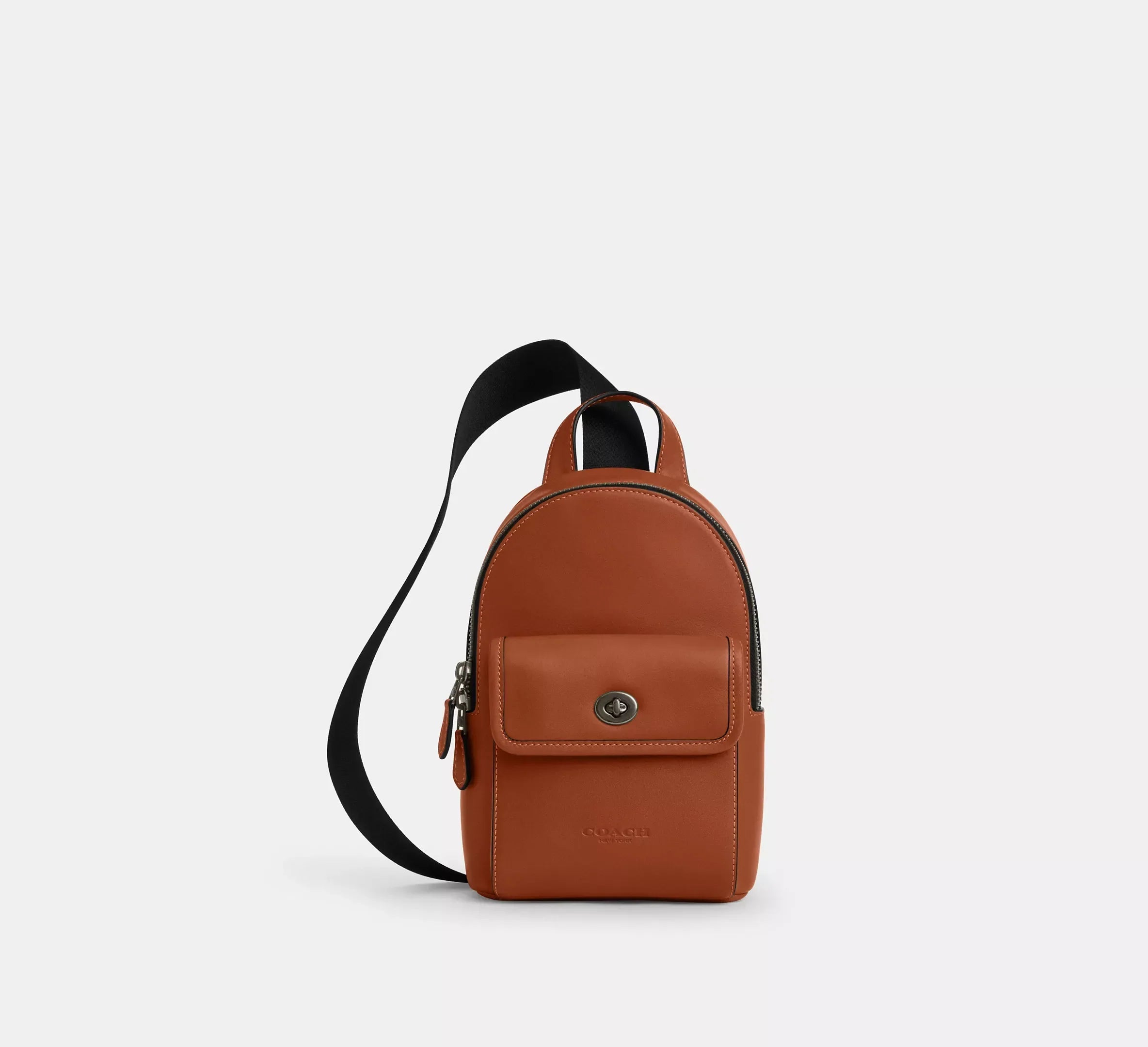 Coach Small Turnlock Sling Pack – Gunmetal/Tan - Mind Türkiye