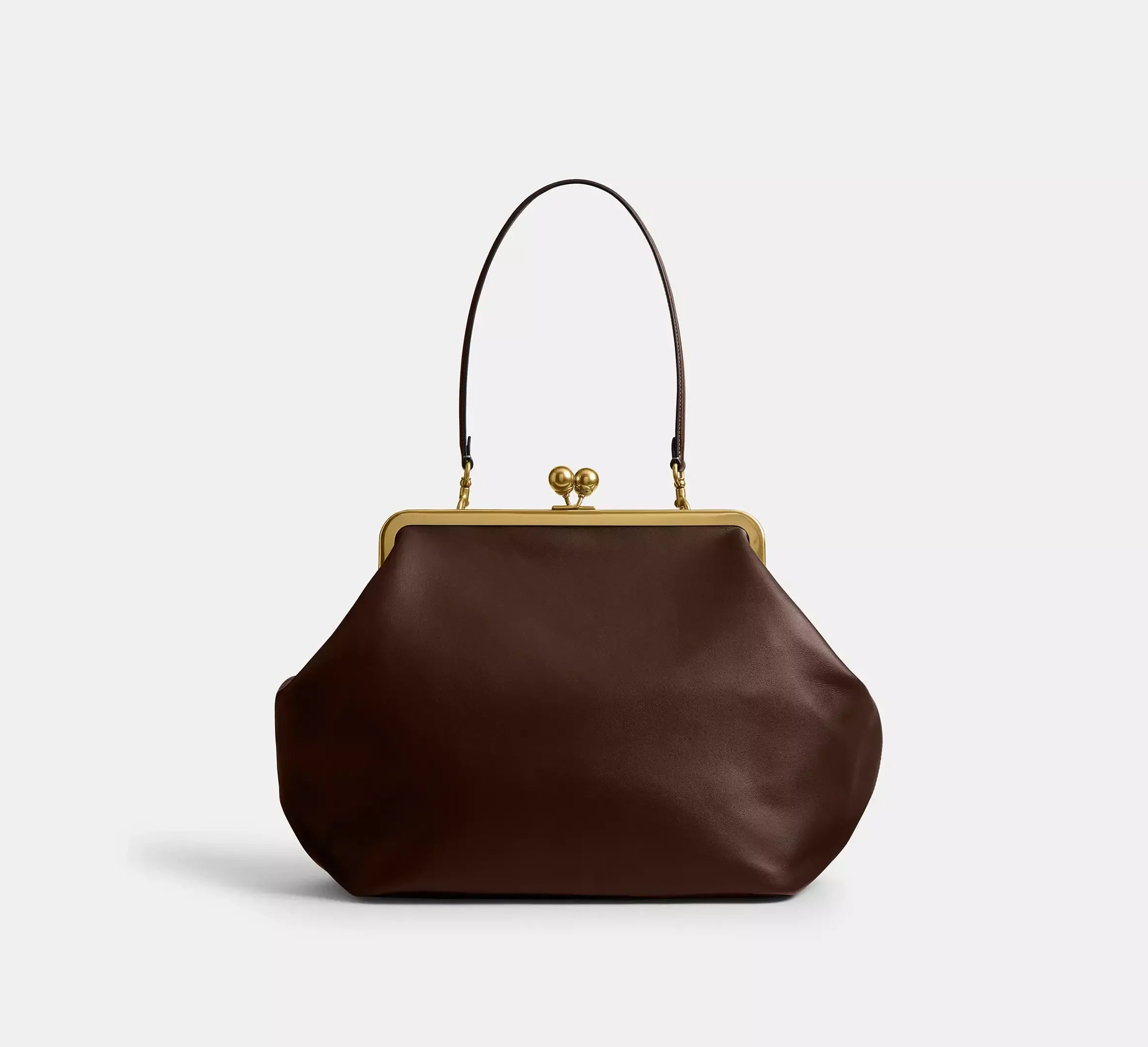 Coach Large Kisslock Frame Bag SEZON – Brass/Dark Brown - Mind Türkiye