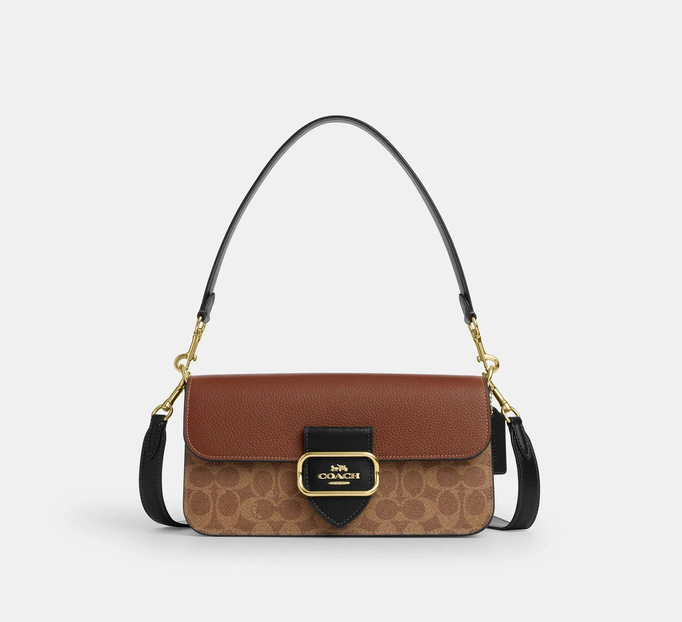 Coach Morgan Shoulder Bag In Colorblock Signature – Gold/Tan Multi - Mind Türkiye