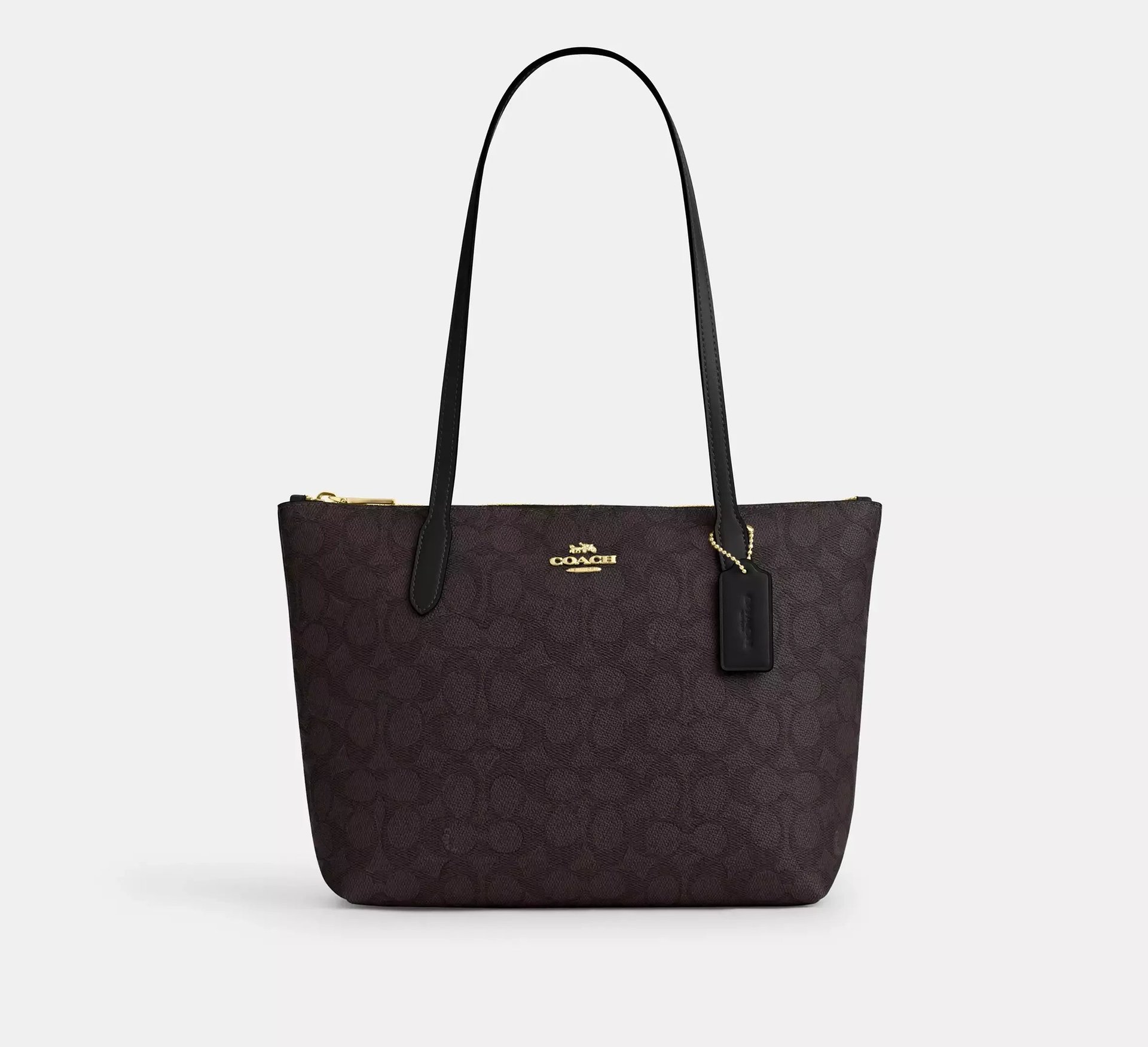 Coach Fiona Zip Tote Bag In Signature – Gold/Walnut/Black - Mind Türkiye