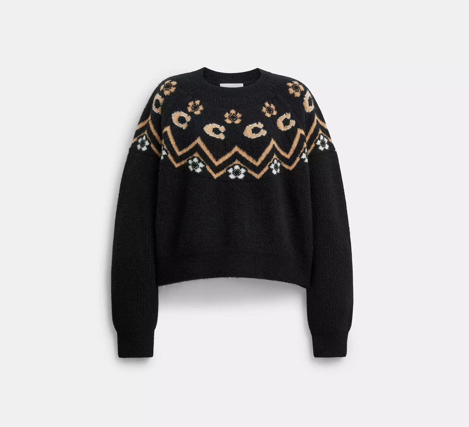 Coach Fairisle Crewneck Sweater – Black - Mind Türkiye