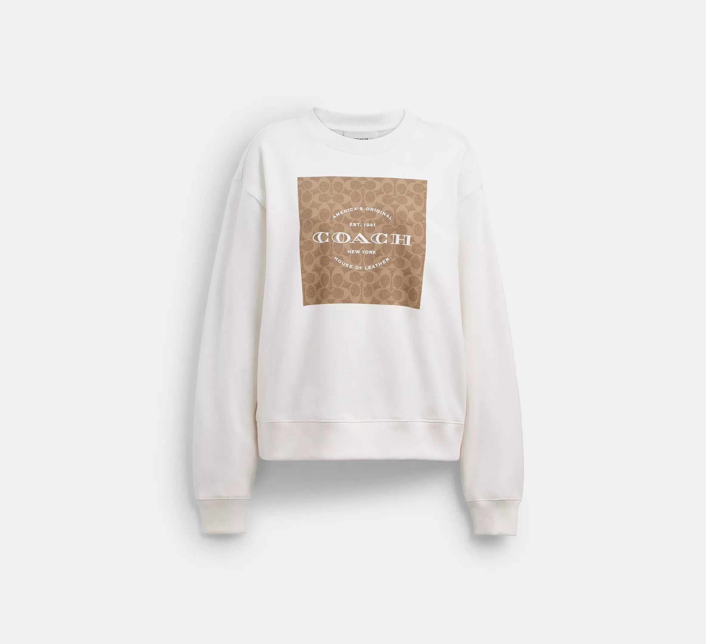 Coach Signature Square Crewneck Sweater – White - Mind Türkiye