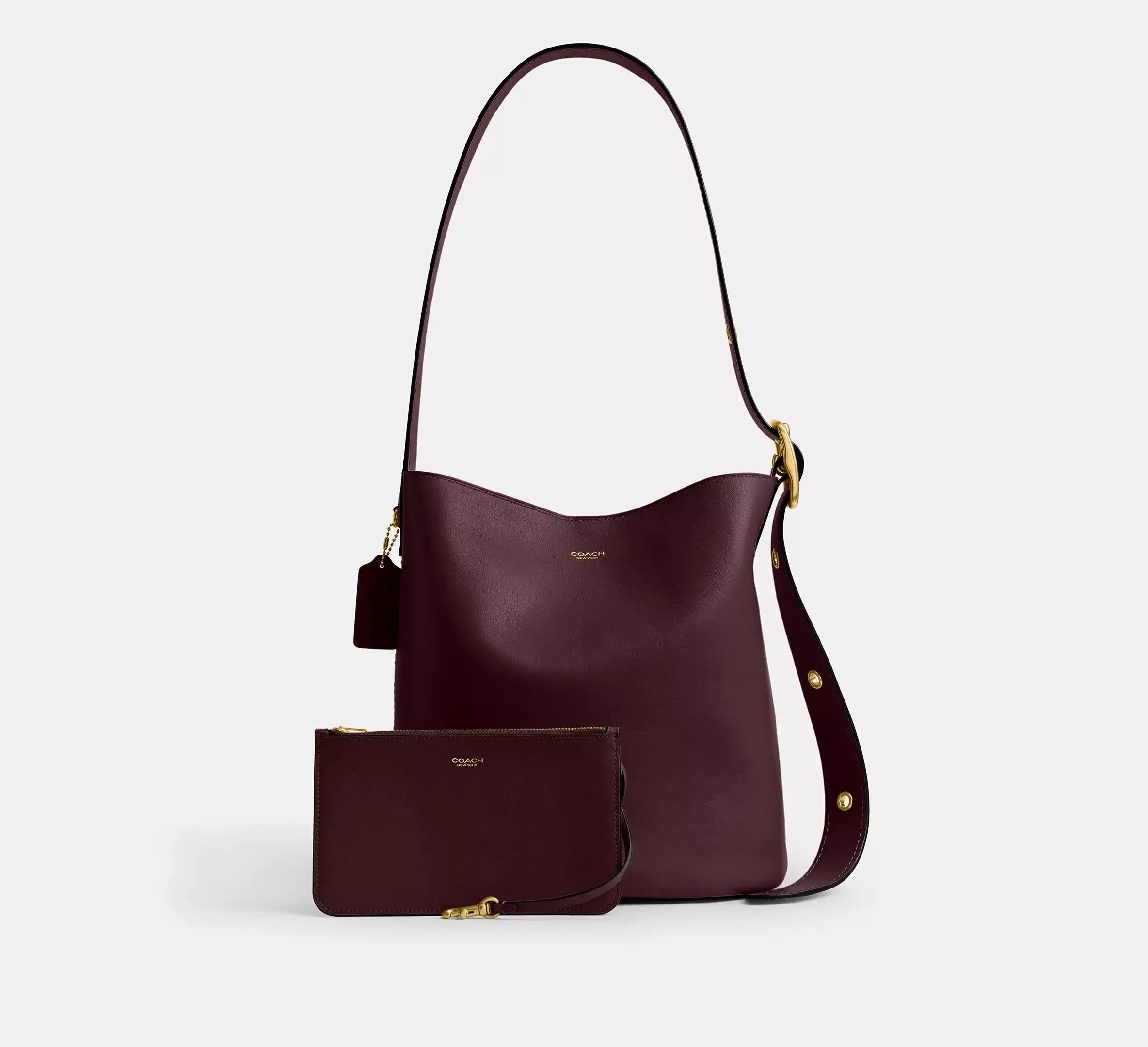 Coach Bleecker Bucket Bag – Brass/Merlot - Mind Türkiye