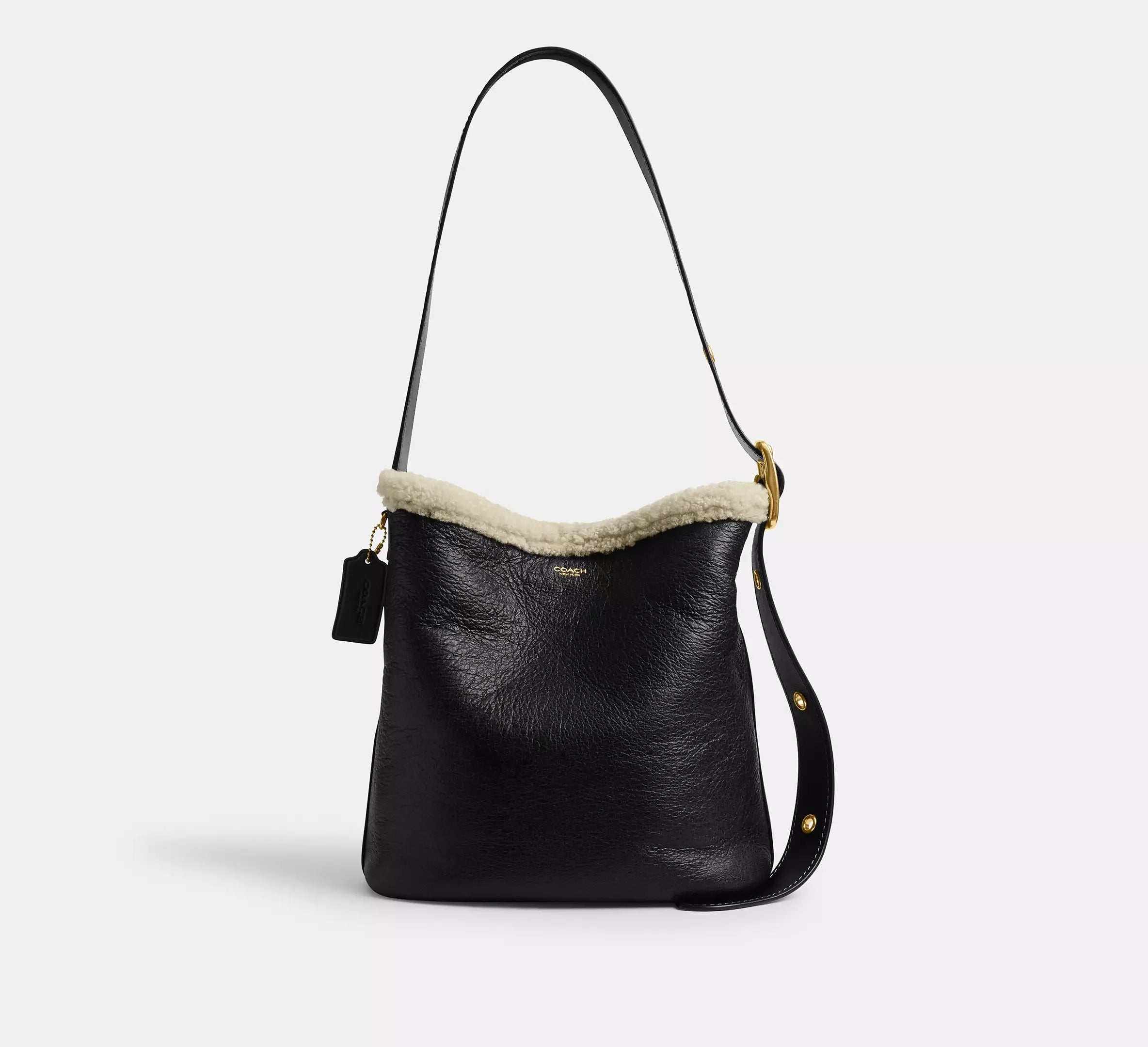 Coach Bleecker Bucket Bag In Shearling – Shearling/Brass/Black Natural - Mind Türkiye