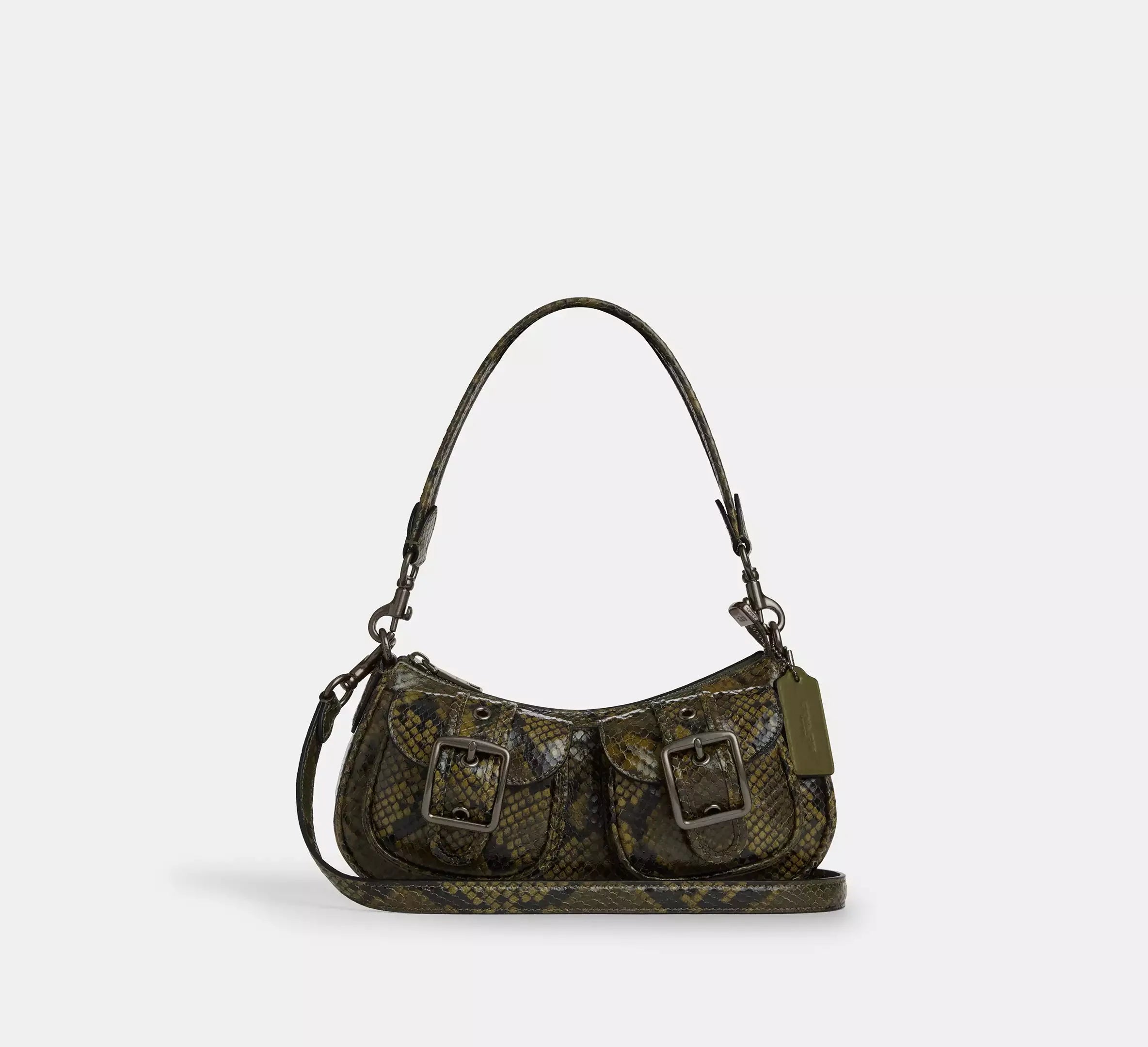 Coach Ashton Bag With Snake Print – Gunmetal/Olive Multi - Mind Türkiye
