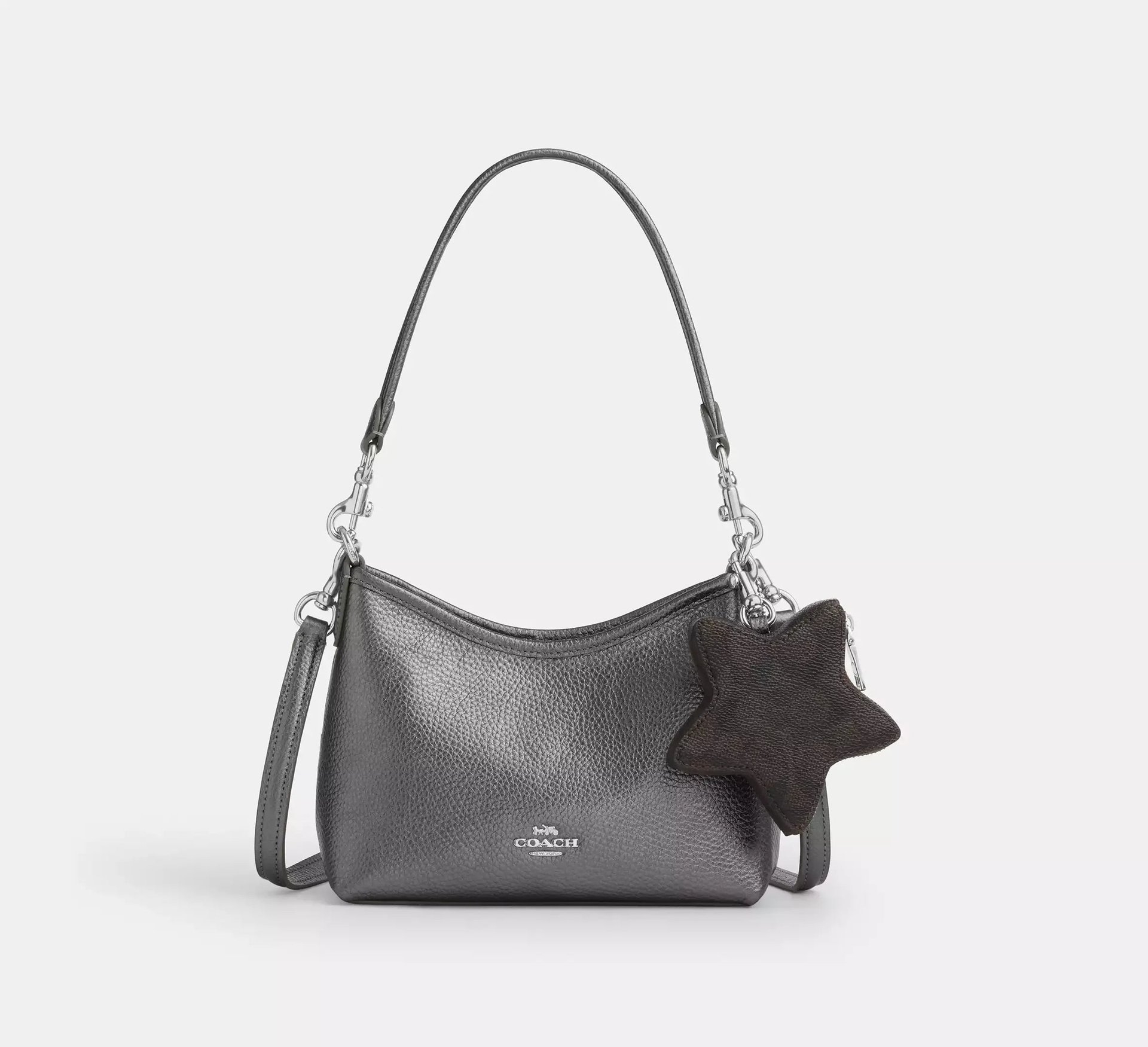 Coach Laurel Small Shoulder Bag With Star Charm – Silver/Metallic Graphite/Walnut - Mind Türkiye