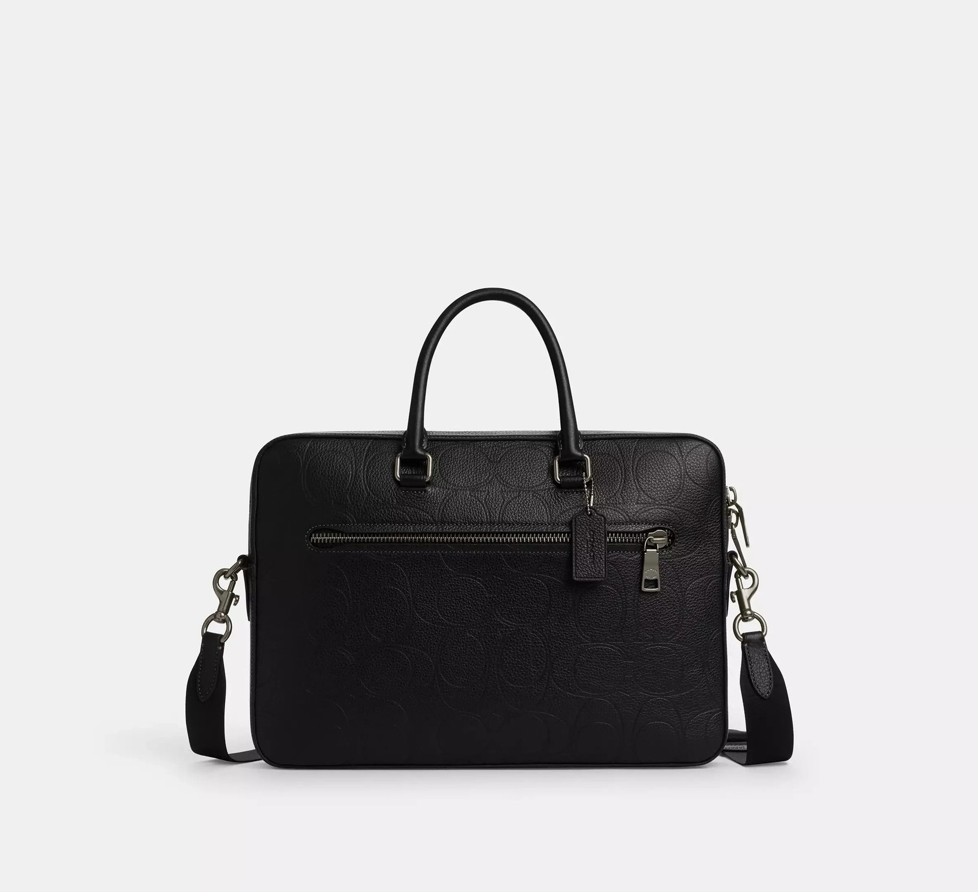 Coach Ethan Slim Brief In Signature Leather – Gunmetal/Black - Mind Türkiye