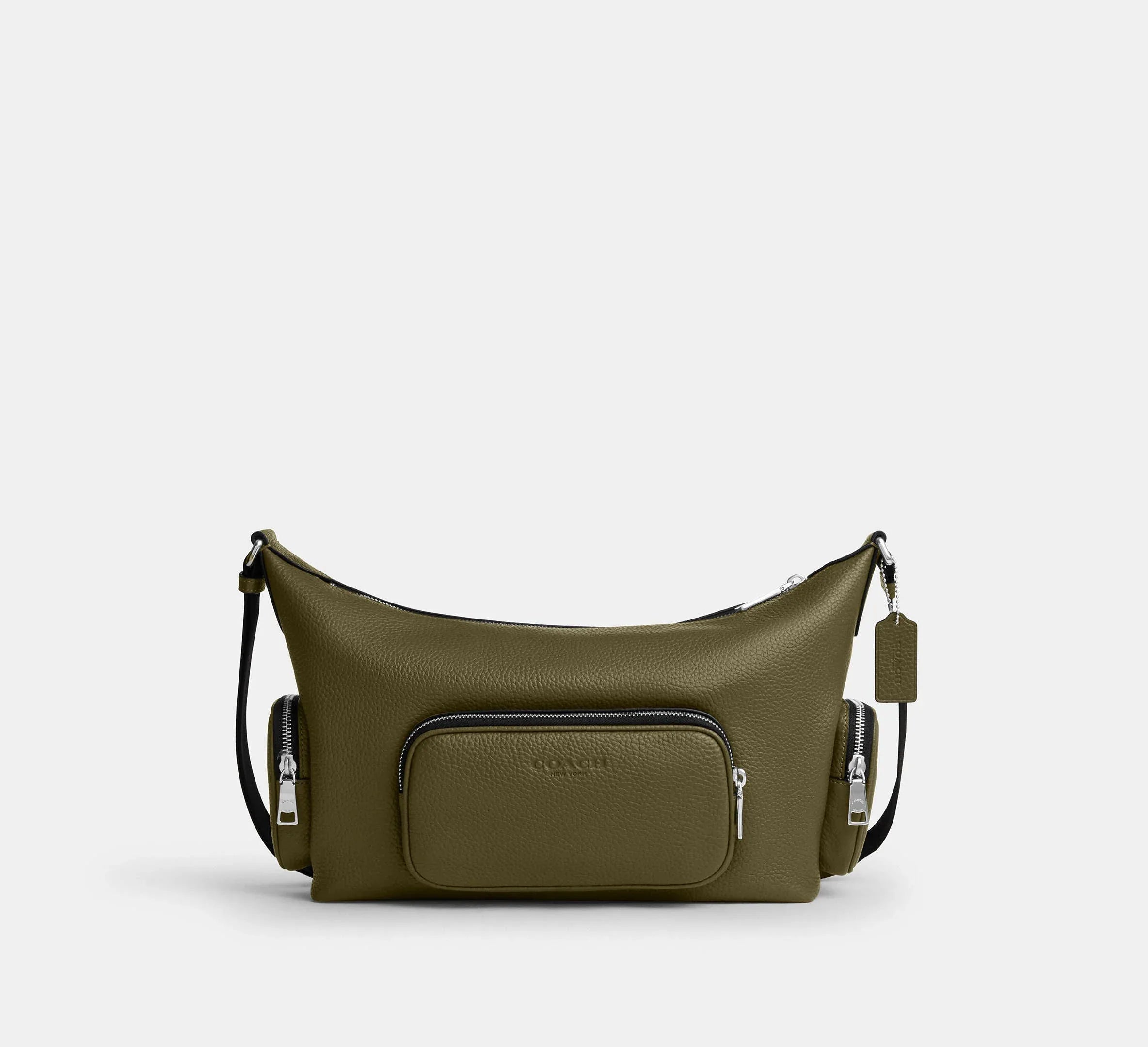 Coach Finn Crossbody Bag With Pockets – Silver/Olive - Mind Türkiye