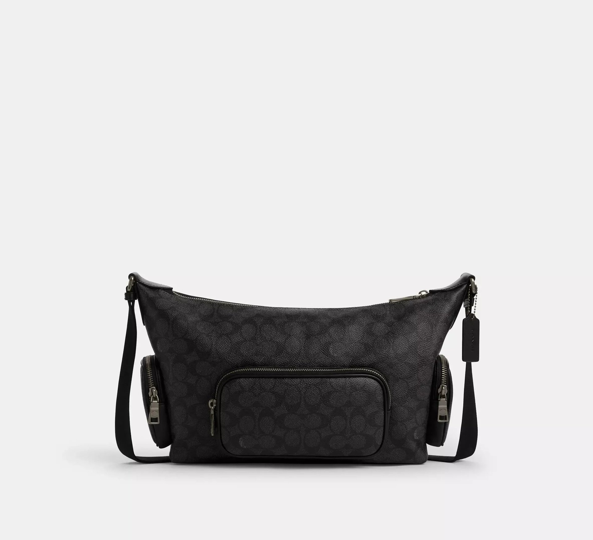 Coach Finn Crossbody Bag With Pockets In Signature – Gunmetal/Charcoal/Black - Mind Türkiye
